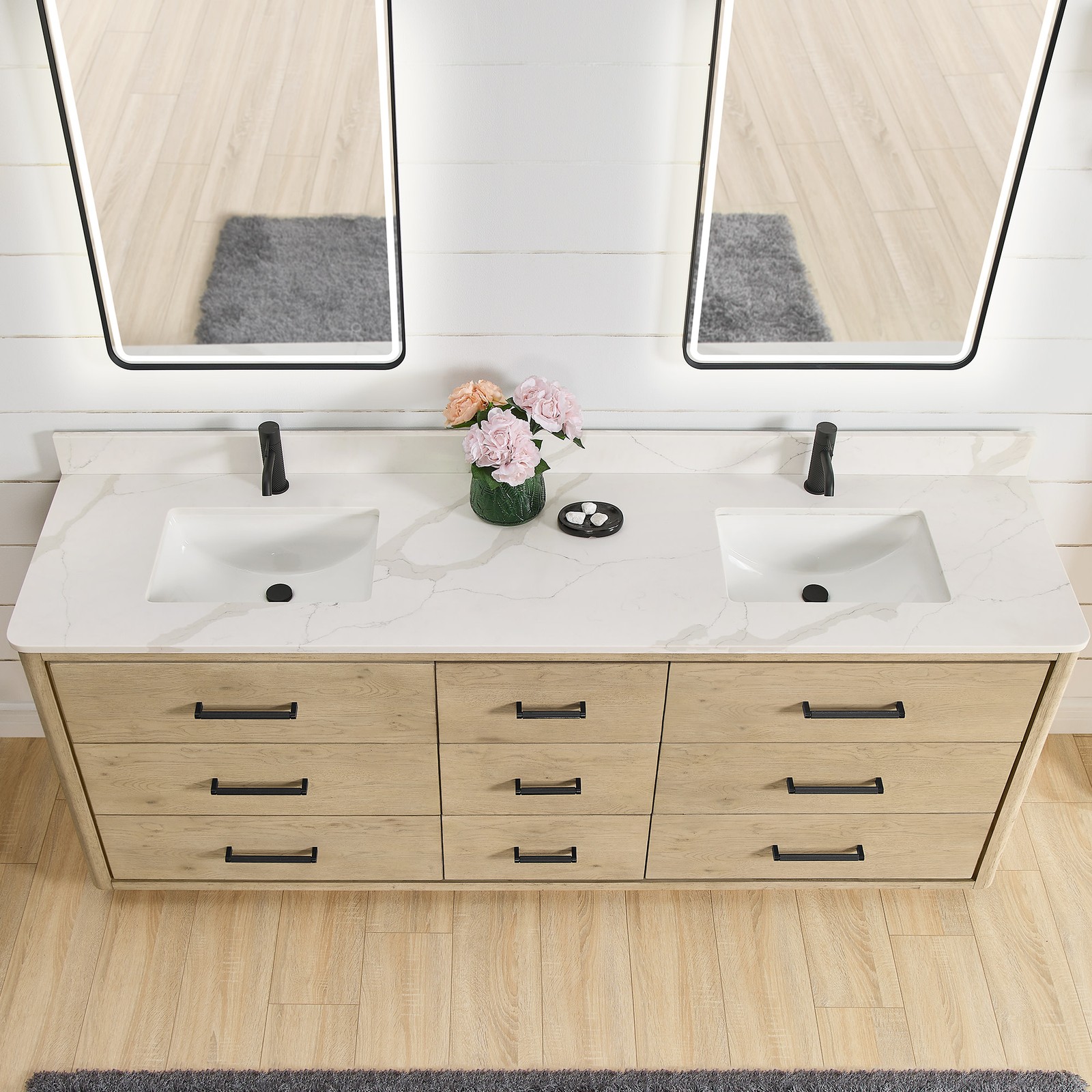Miseno MV-706584 Porto 84″ – Aged Natural Oak / Fish Maw White