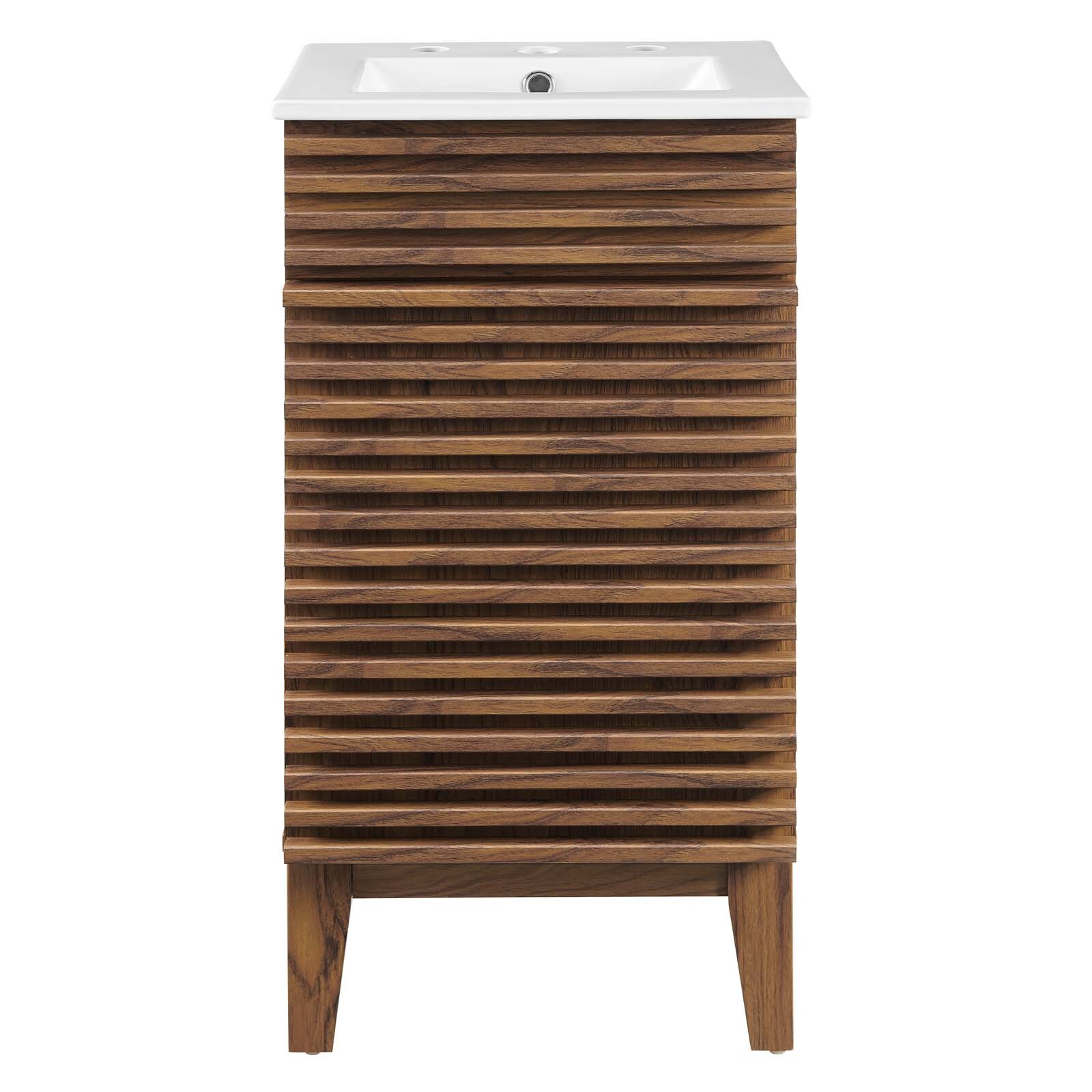 Modway Render 18″ Bathroom Vanity With Sink in Walnut White
