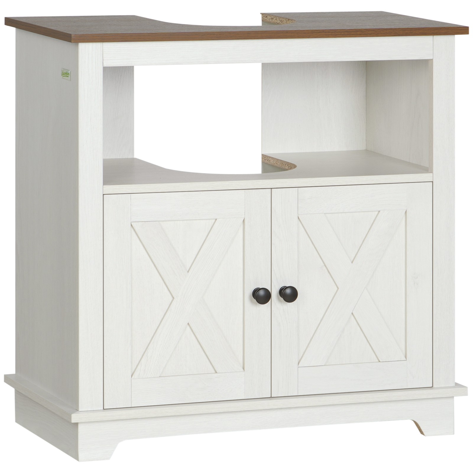 Bathroom Sink Cabinet, Pedestal Sink Storage Cabinet with Doors, White