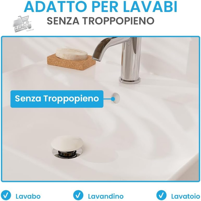 Click Clack Bathroom Sink Brass Pop Up Universal Drain Overflow Bi