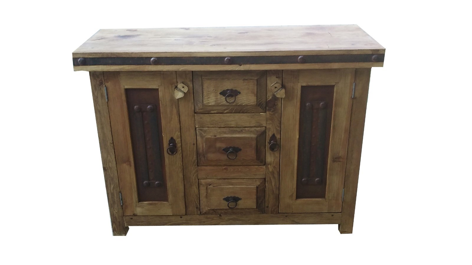 Rustic Reclaimed Wood Metal panel Doors Bathroom Vanity
