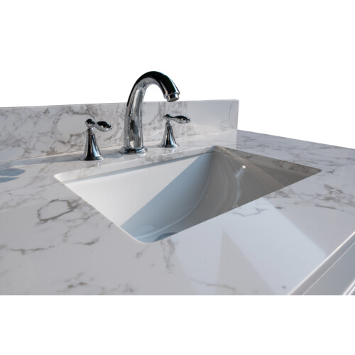 43×22″ bathroom stone vanity top white w/ rectangle undermount ceramic sink VNF