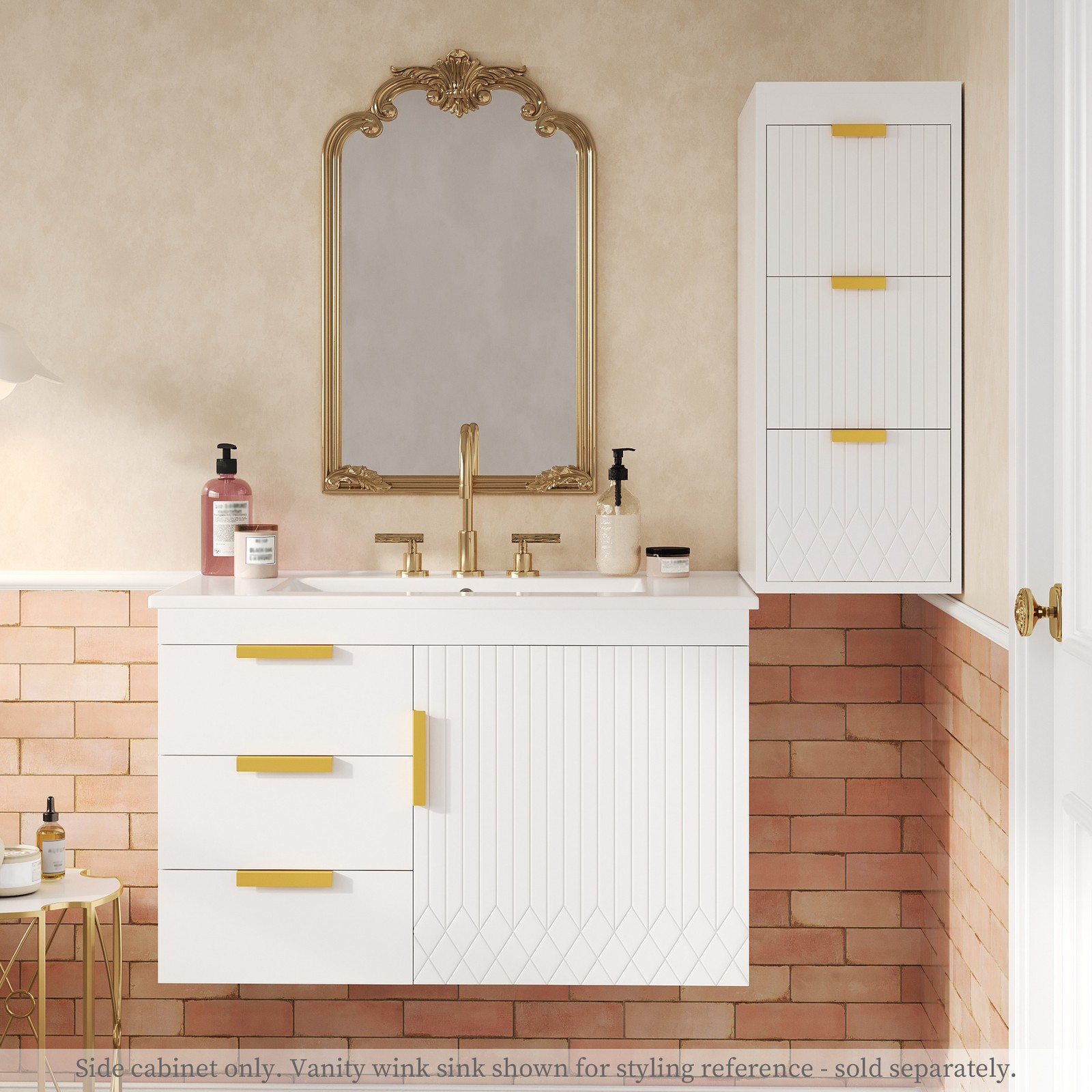 Wall Mounted Floating Cabinet 12″ with Drawers for Bathroom Living Room