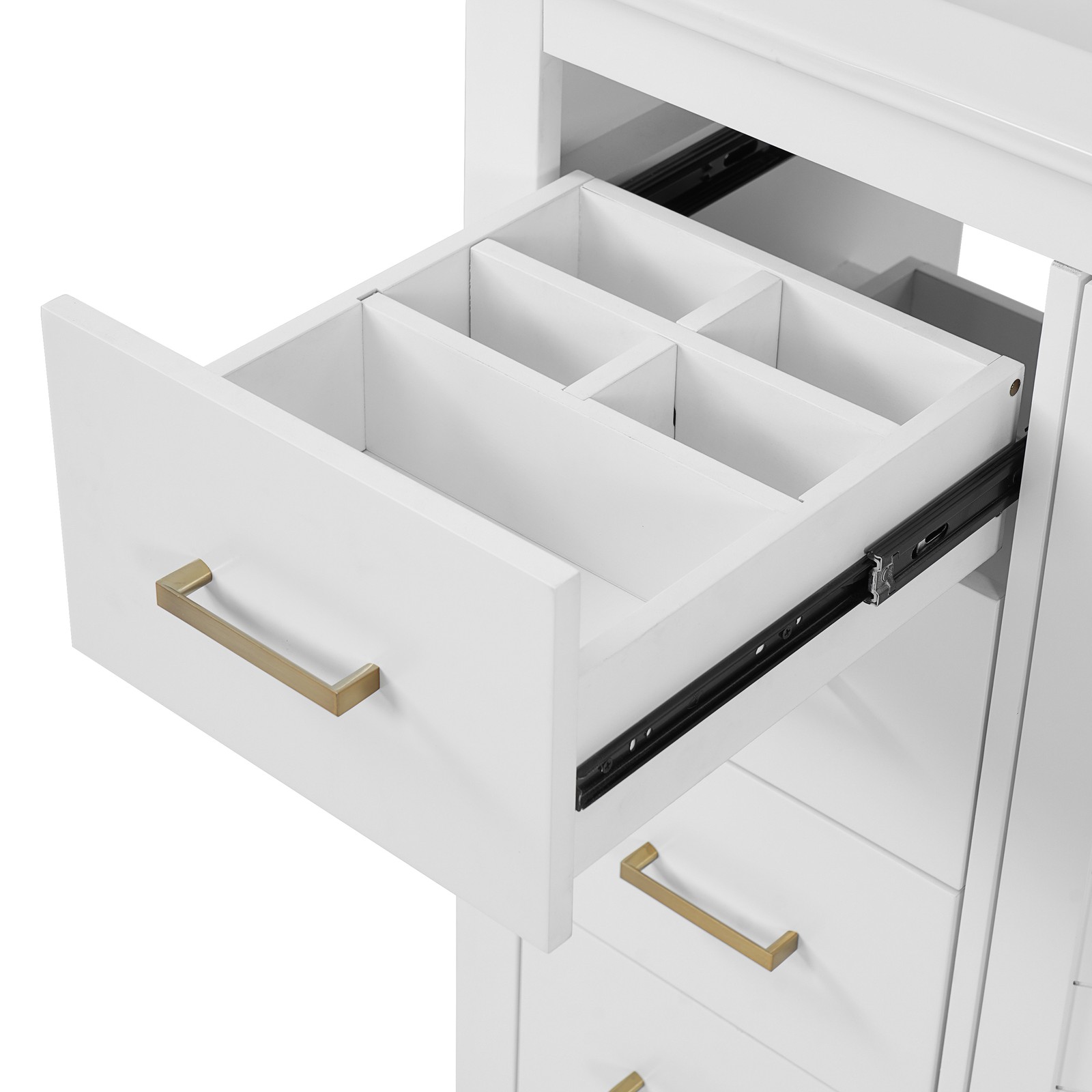 36″ Bathroom Vanity with Ceramic Sink, Solid Wood Frame, 3 Drawers & Doors