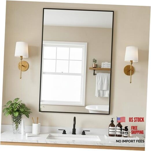 Bathroom Vanity Mirror-36″ x 24″, Shatterproof & Anti-Rust, 36″L x 24″W Black