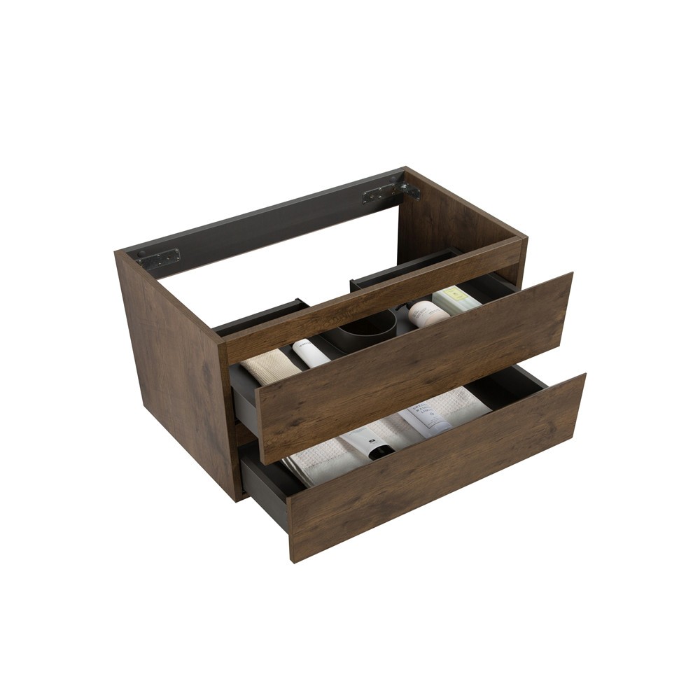 24″ 30″ 36″ Wall Mounted Bathroom Vanity, Floating Cabinet, 2 Drawers, Base Only