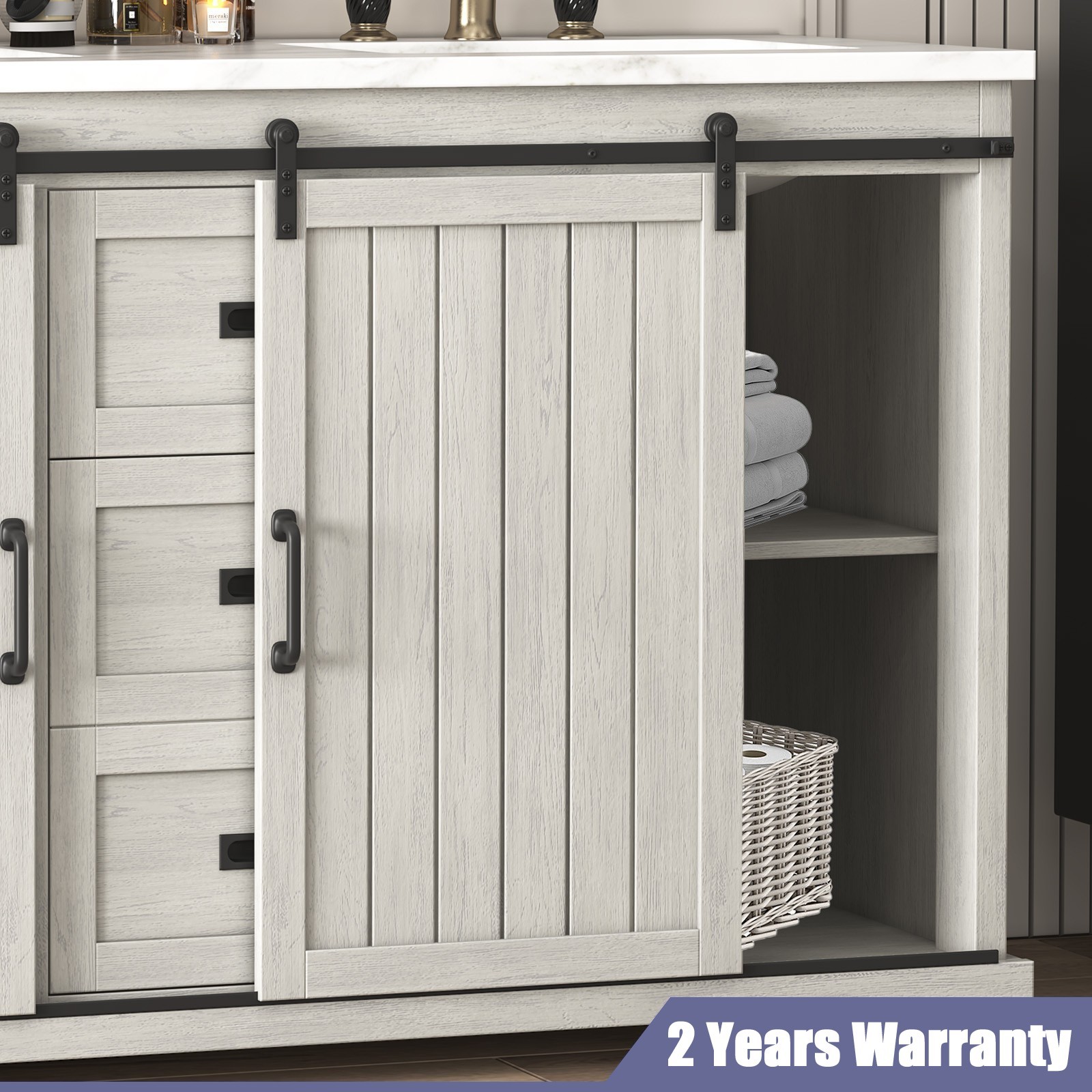 47″ Bathroom Vanity Cabinet with Double Sink Freestanding Storage Cabinet