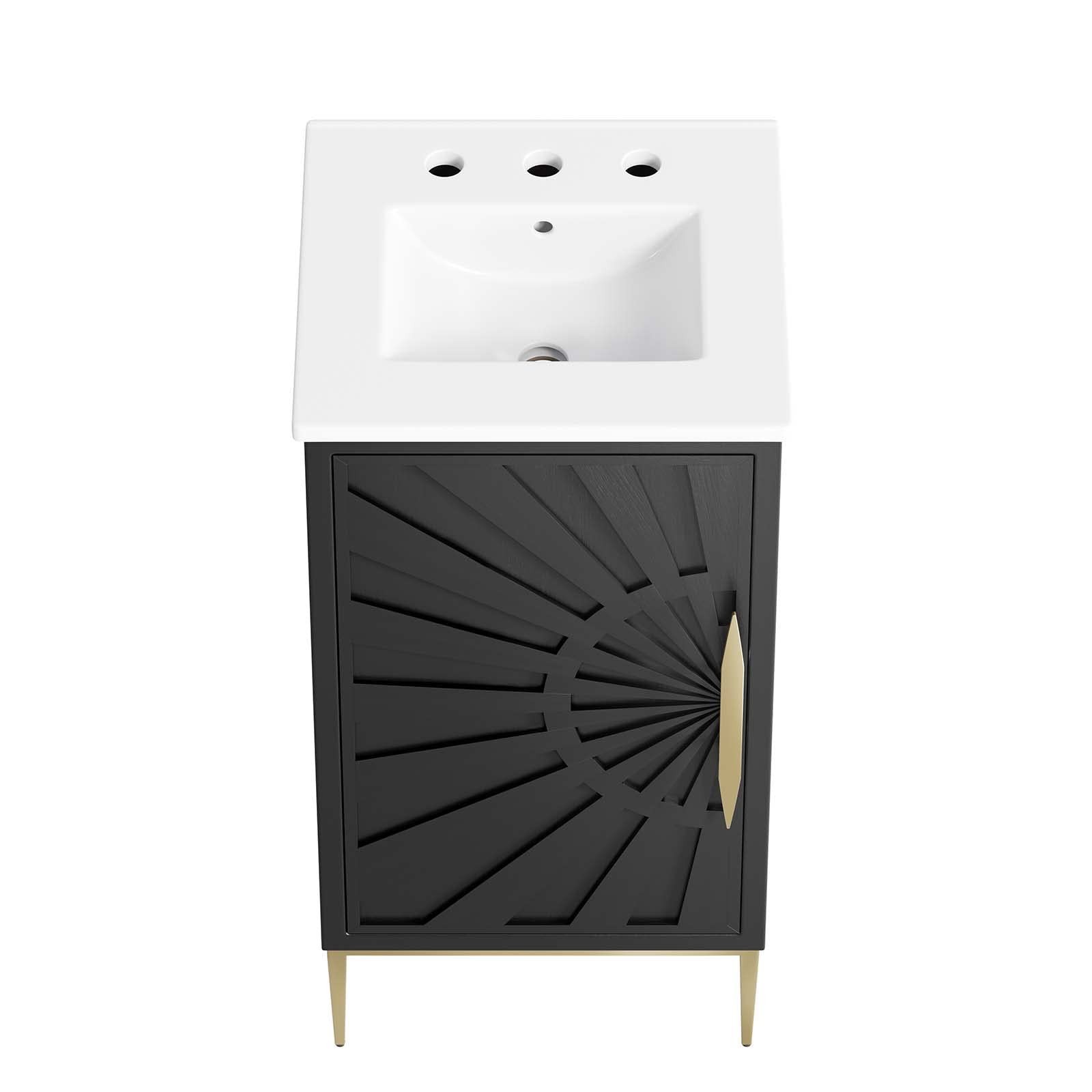 Modway Awaken 18″ Solid Wood and MDF Bathroom Vanity in White/Black