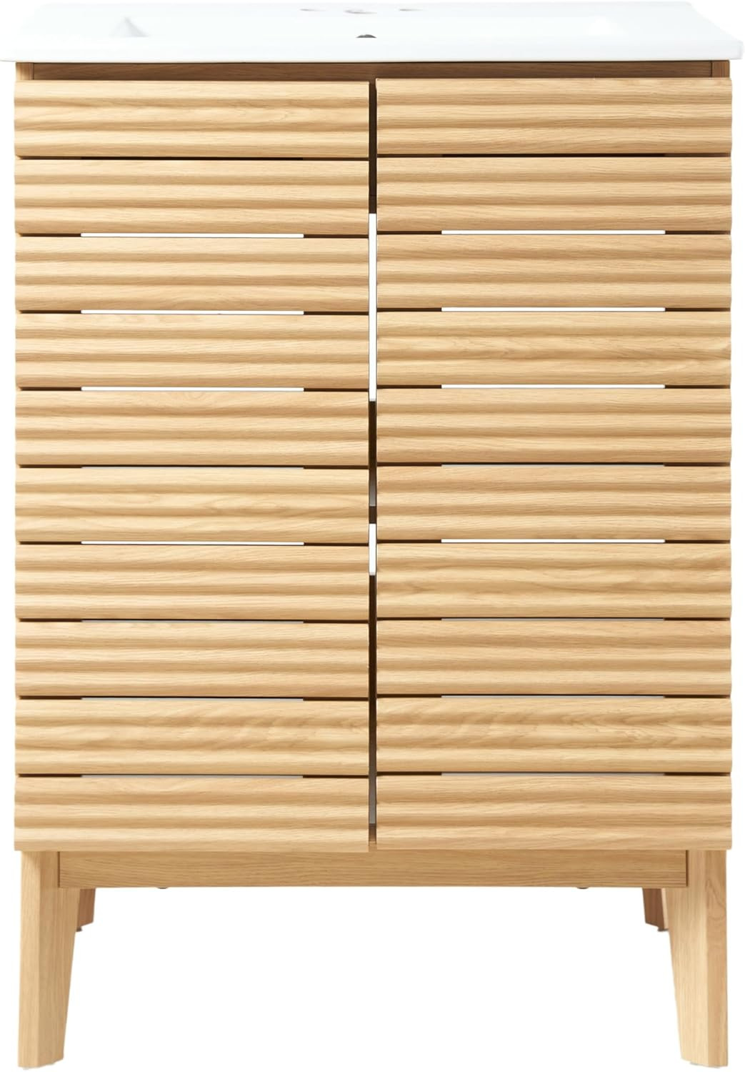 Modern Farmhouse 24″ Oak Bath Vanity Cabinet with 2 Shelves – No Sink Included