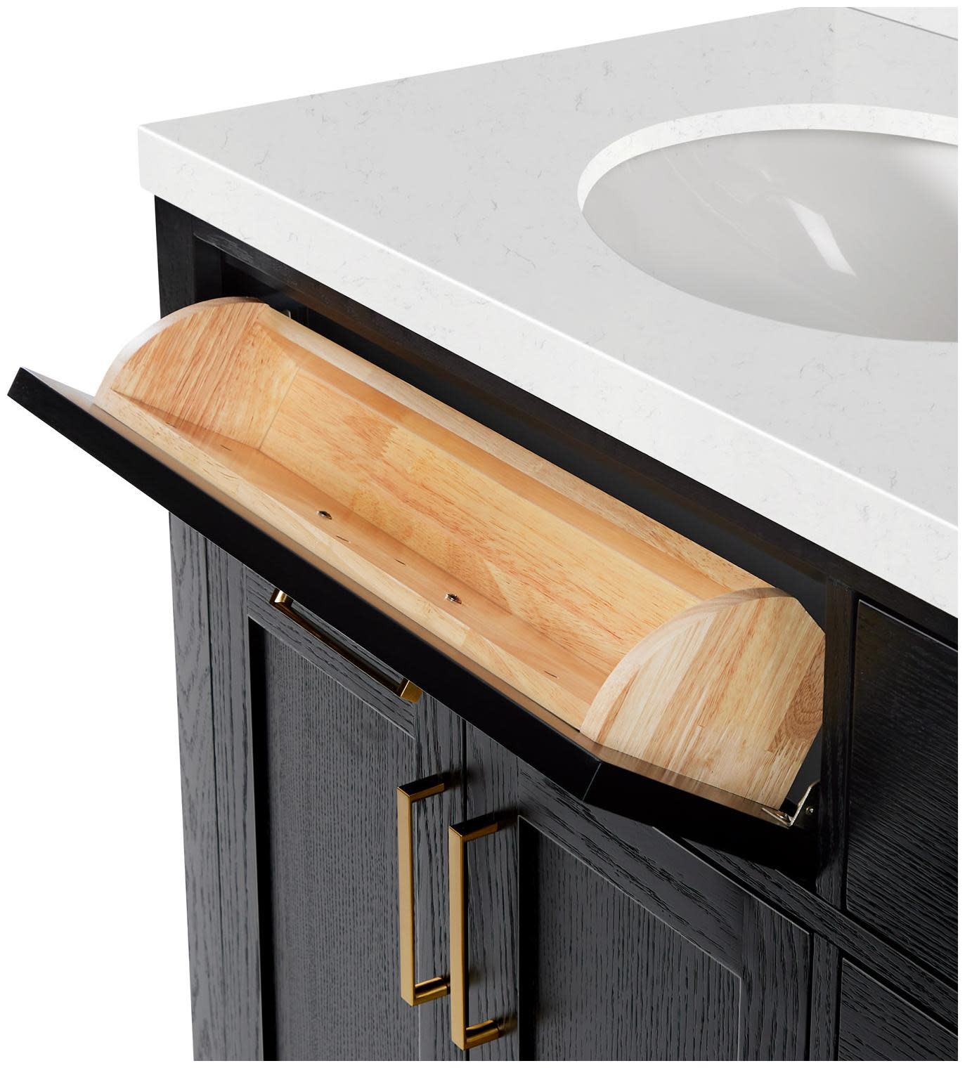 Ariel T072DCQOVO Hepburn 72″ – Brown Oak / Carrara White Quartz / Satin Brass