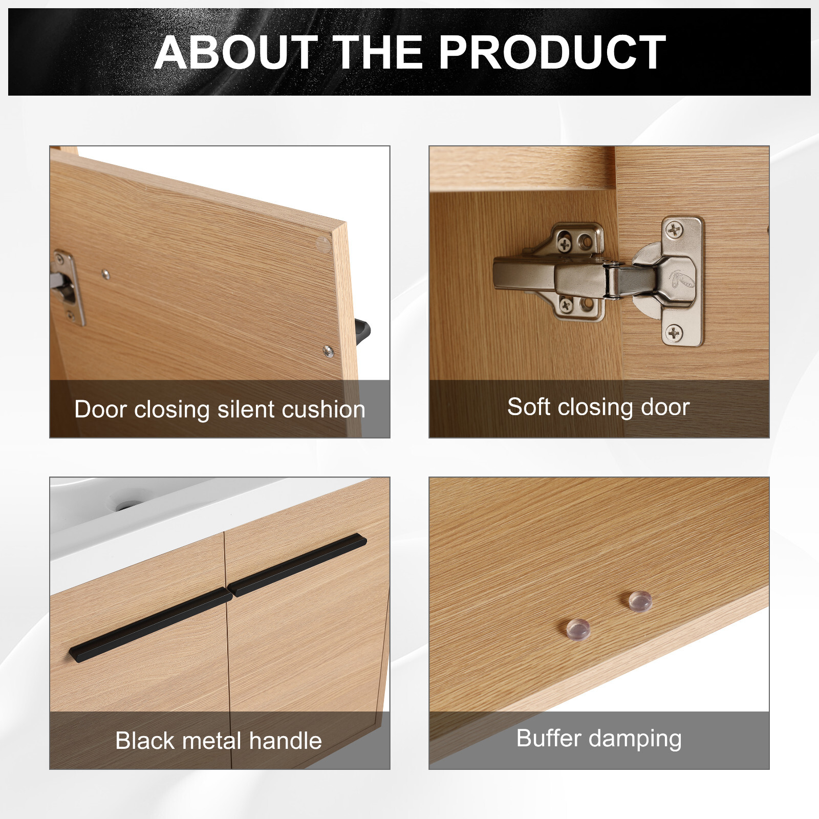 24”Bathroom Vanity Cabinet Set w/Resin Countertop Sink, Wall-Mounted