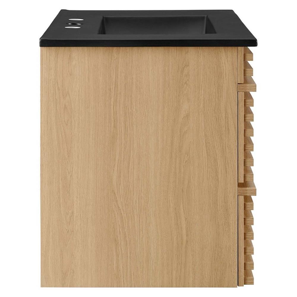 Modway Render 30″ MDF Wood Wall-Mount Bathroom Vanity in Oak/Black