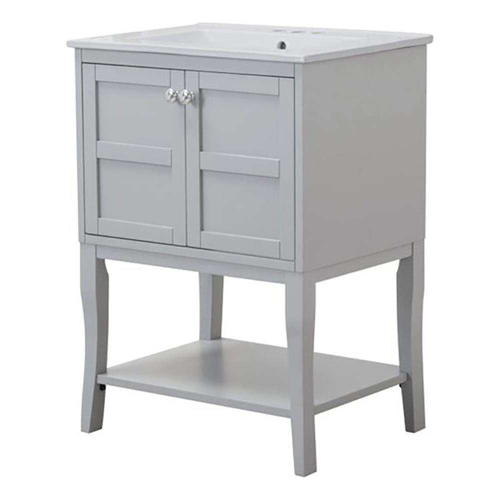 Elegant Decor Mason 24″ Solid Wood Single Bathroom Vanity in Gray