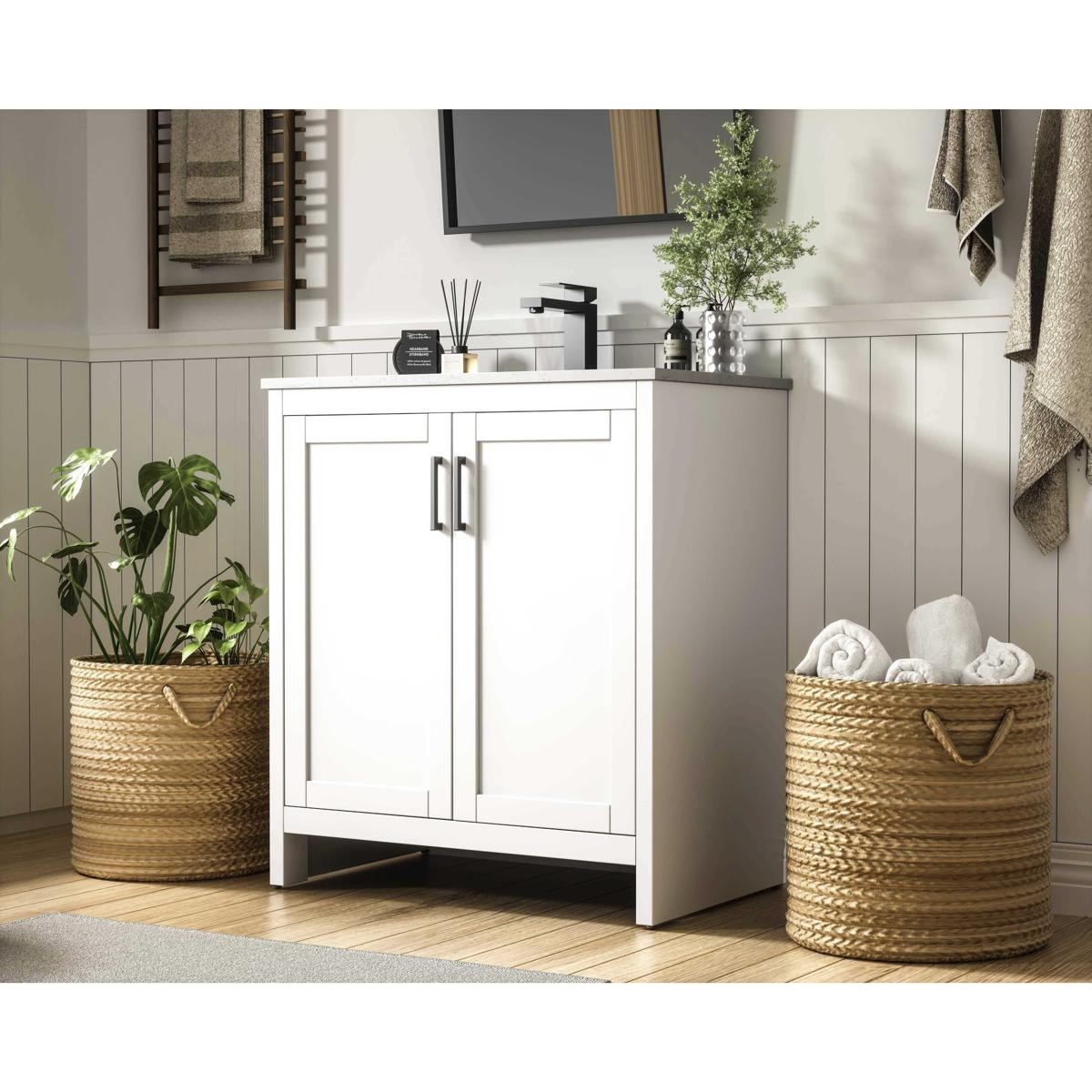 Elegant Lighting VF25130MWH Finnley 30 X 34 inch White Bathroom Vanity Cabinet