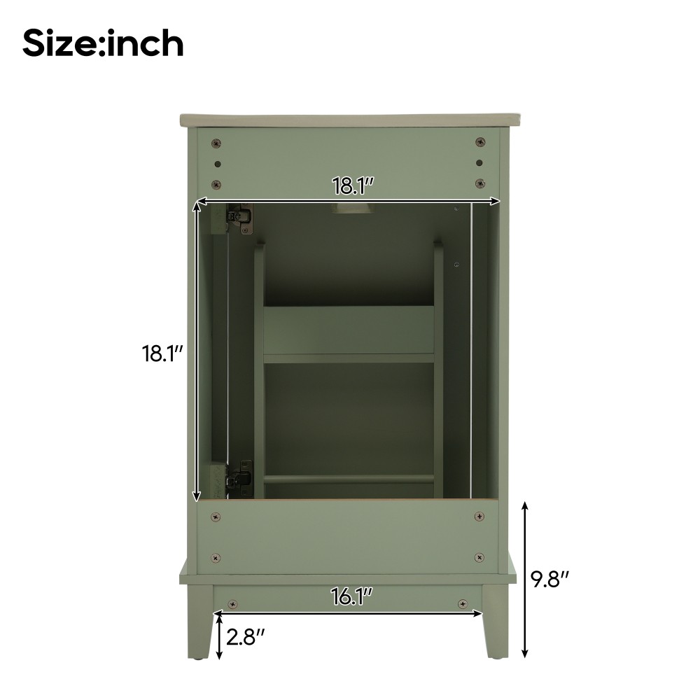 20 Inch Modern Small Bathroom Vanity Cabinet With Ceramic Basin- 20*14.5*33.3 In