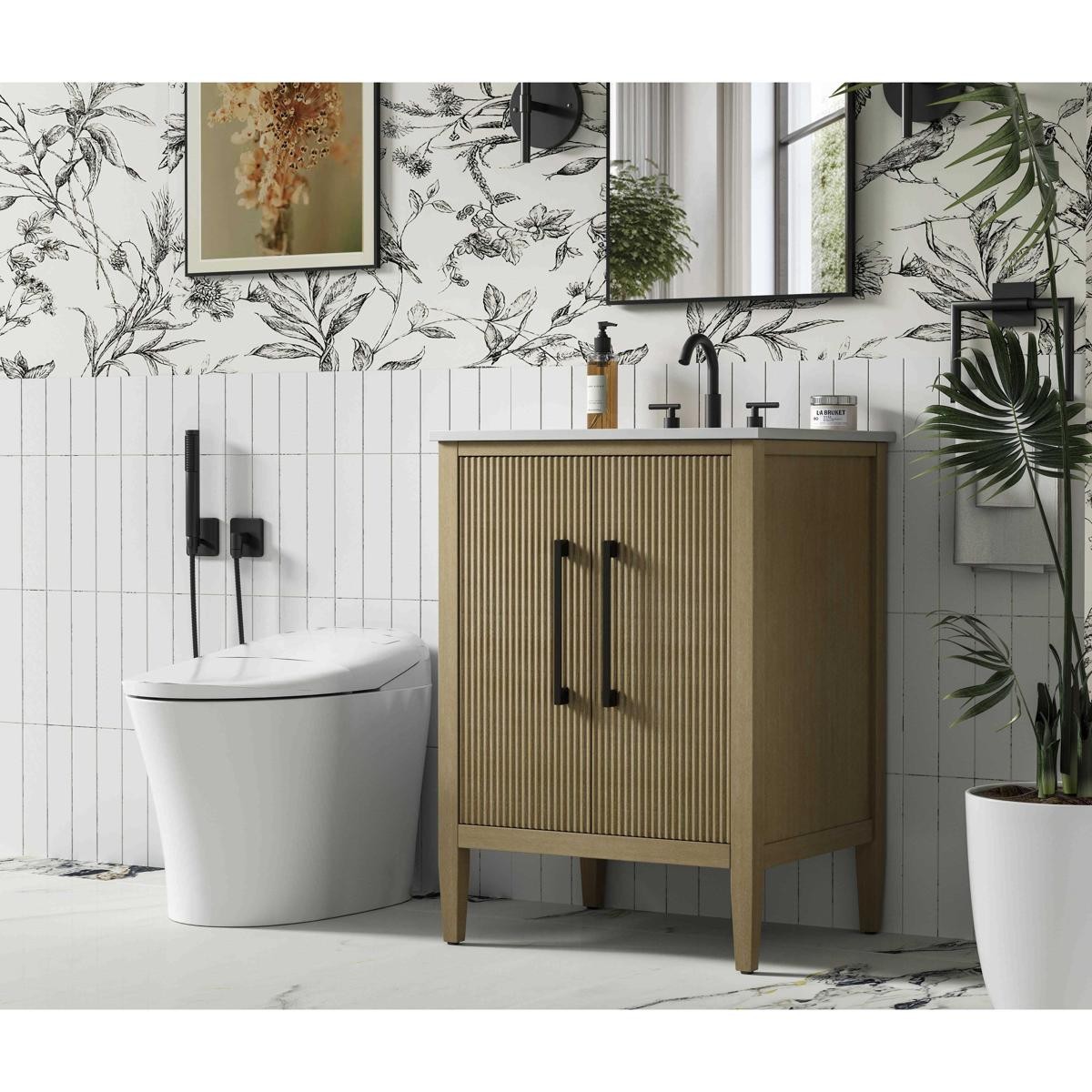Elegant Lighting VF29624LO Blakely Vanity Linen Oak
