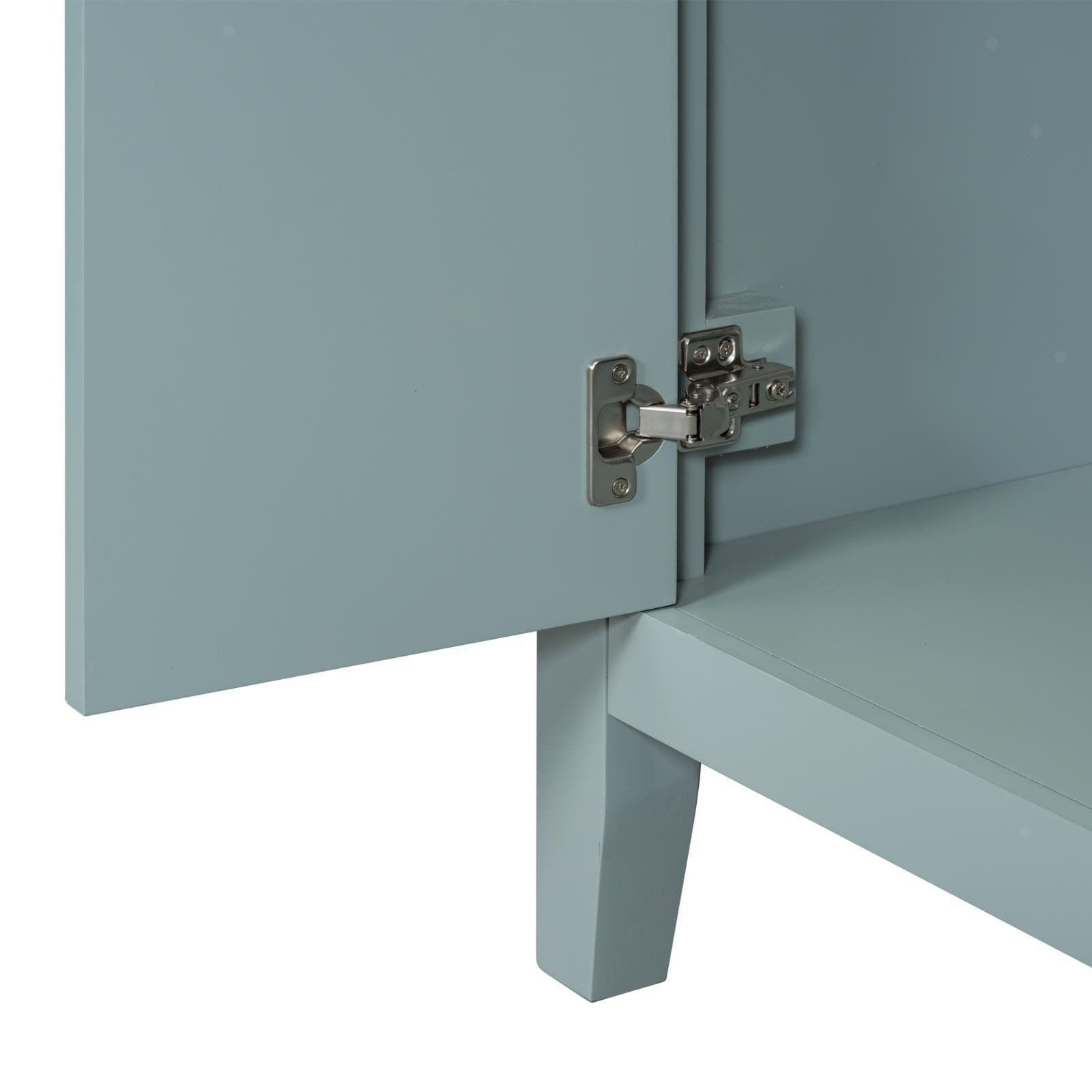 Elegant Green Bathroom Vanity with Ceramic Basin, Solid Rubber Wood Frame &