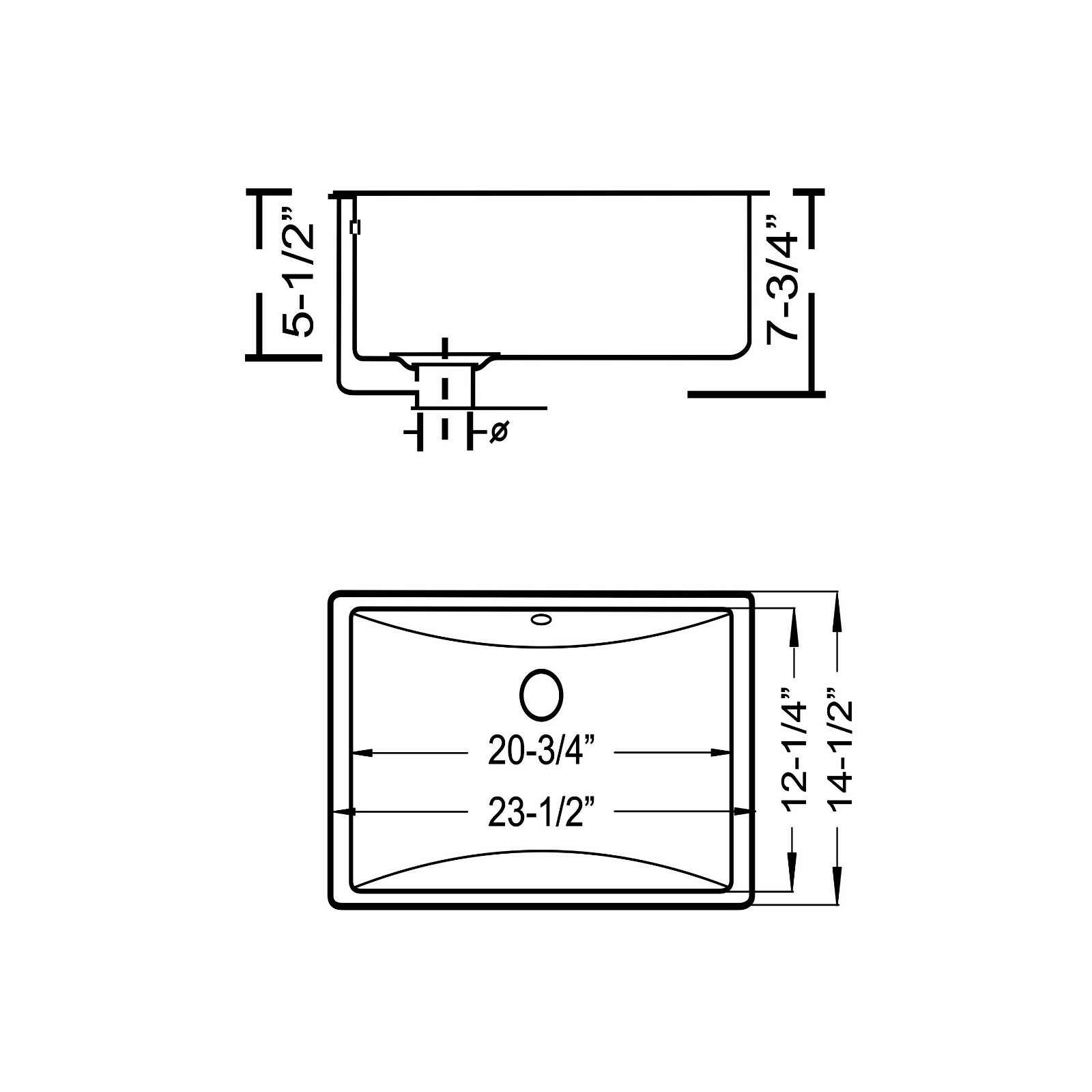 Moat Rectangular Shaped Undermount Bathroom Vanity Sink 24″ X 15-3/4″ Black
