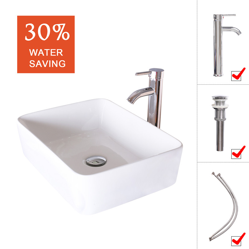 48 inch Bathroom Vanity Set Side Table Ceramic Vessel Sink Faucet Mirror Combo