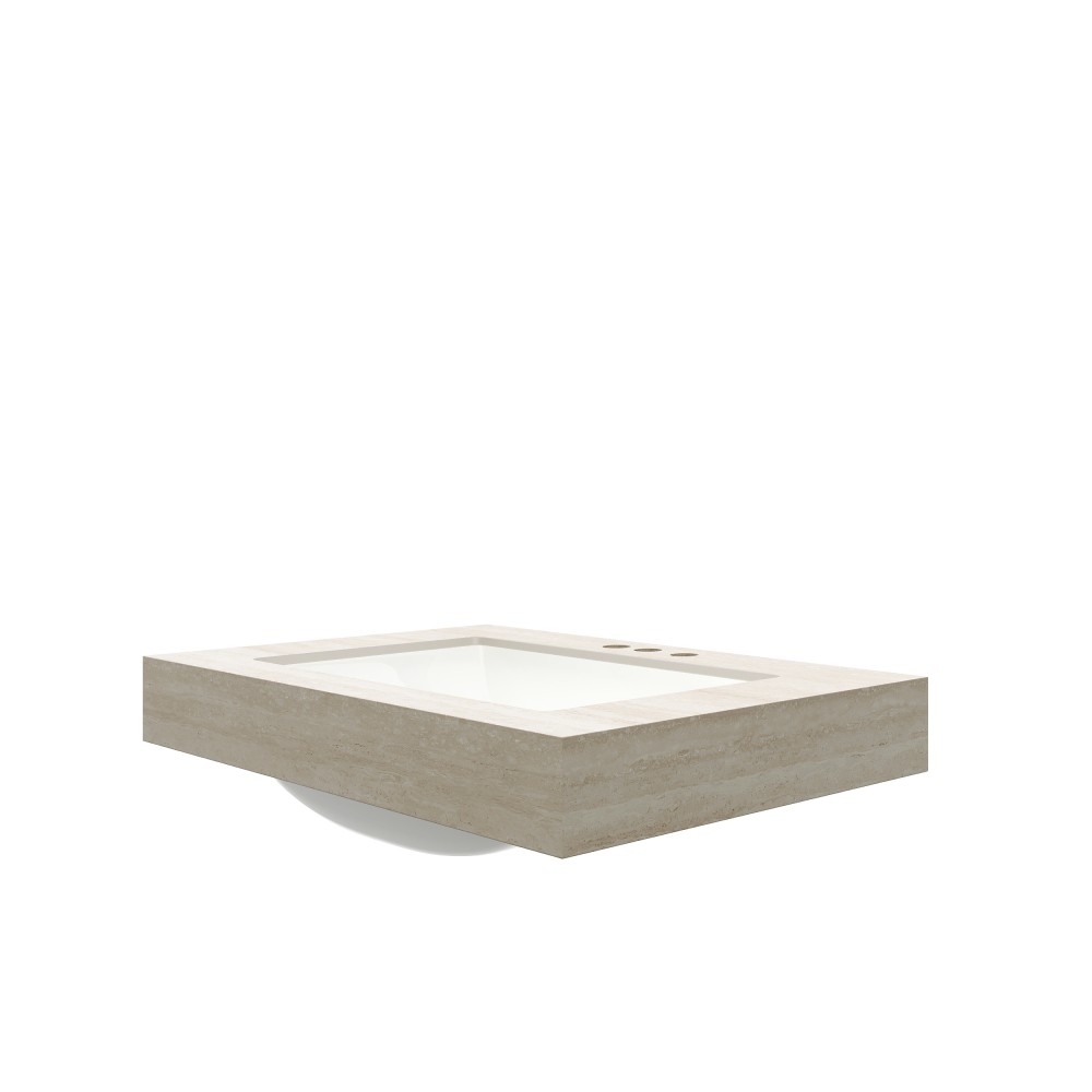 Sintered Stone Vanity Top w/ Undermount Ceramic Sink, 3 Faucet Holes, Beige