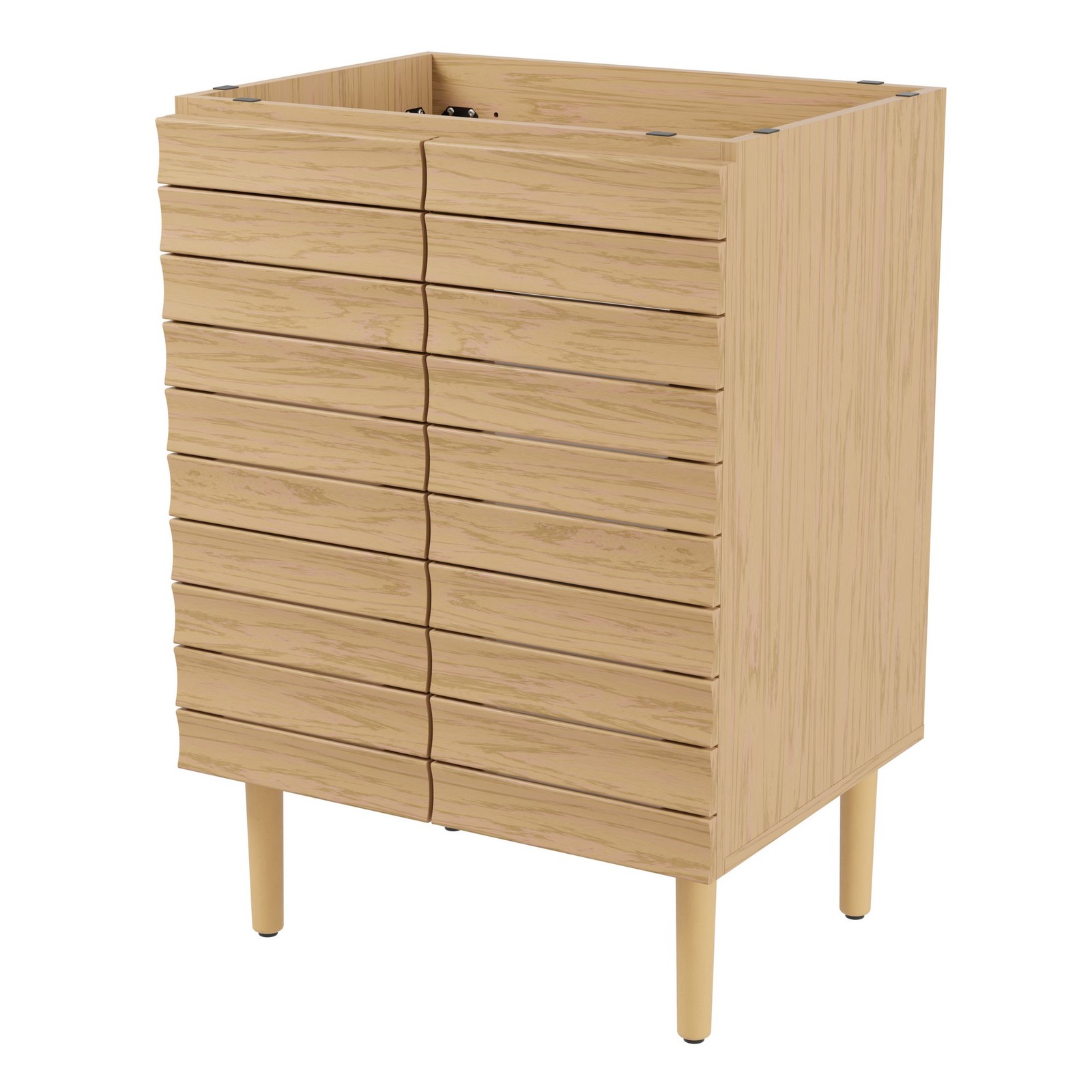 Aubert 24 in. W x 18 in. D x 33 in. H Thick Linear Slat Modern Farmhouse 2-Shelf