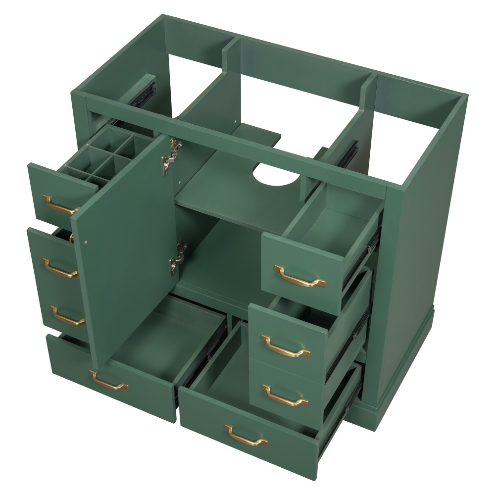Bathroom Vanity Base Cabinet Six-Drawer Design Features Adjustable Shelves