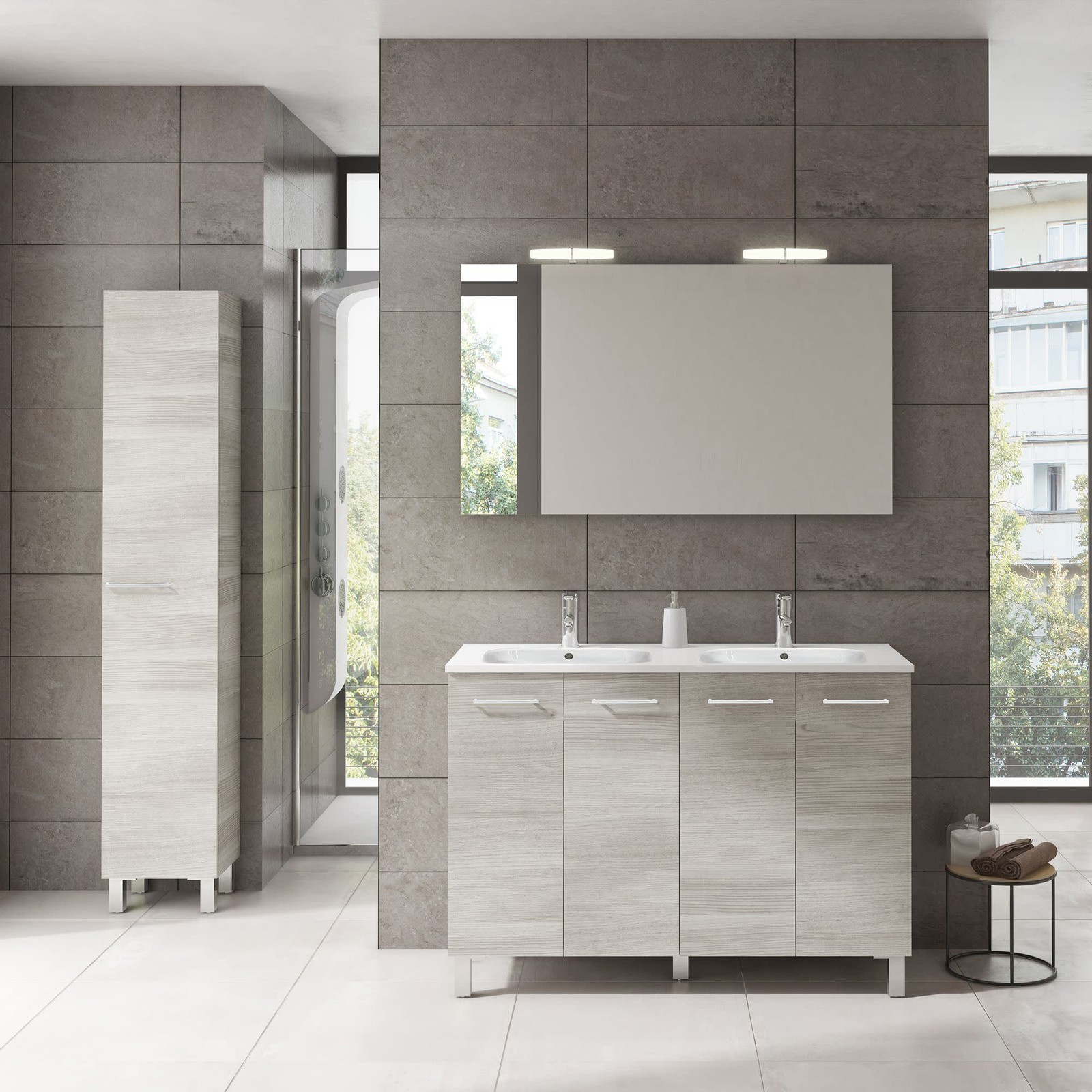WS Bath Collections Logic 120 Set Logic Vanities 48″ – Grey