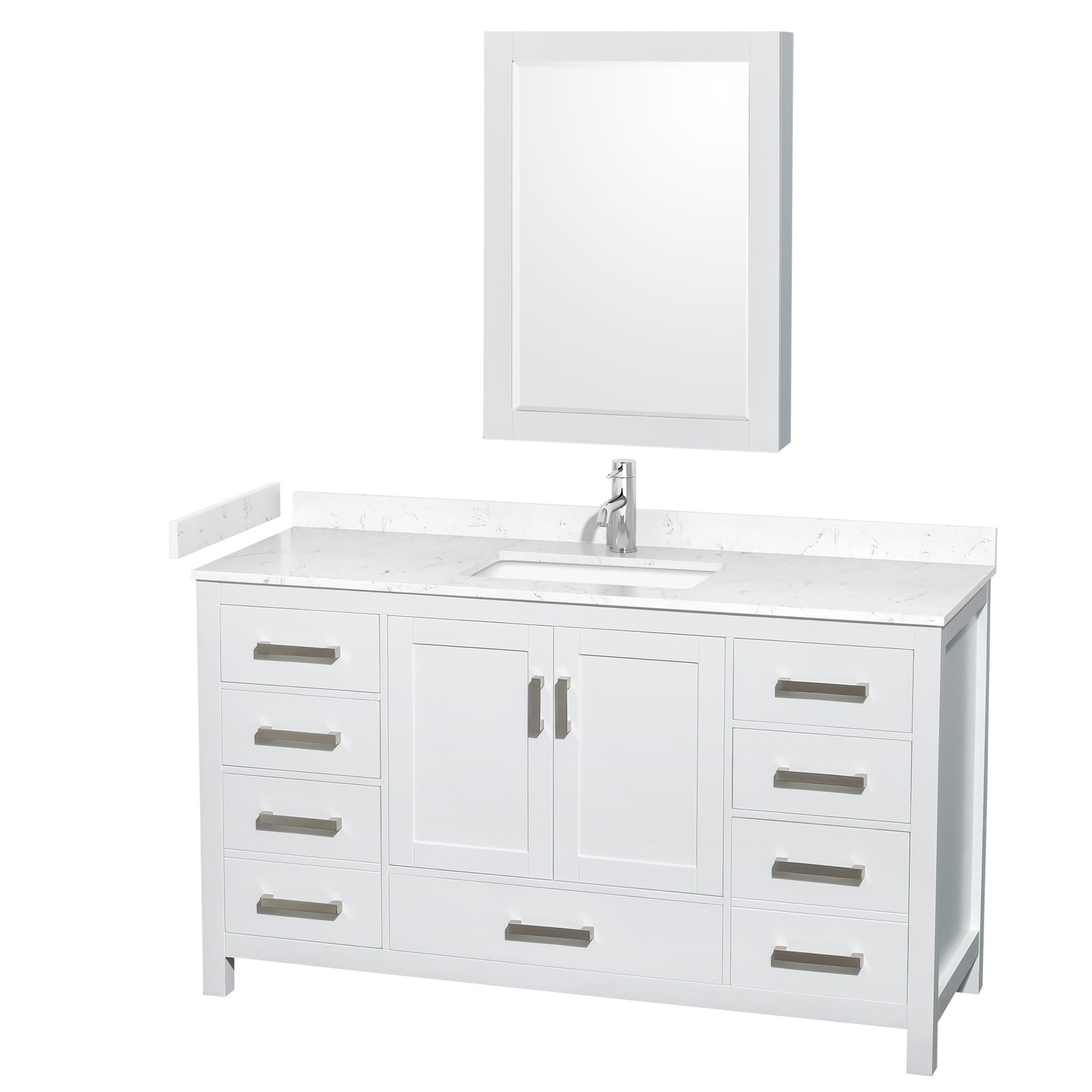 Wyndham Collection WCS141460S-VCA-MED Sheffield 60″ – White / Carrara Cultured