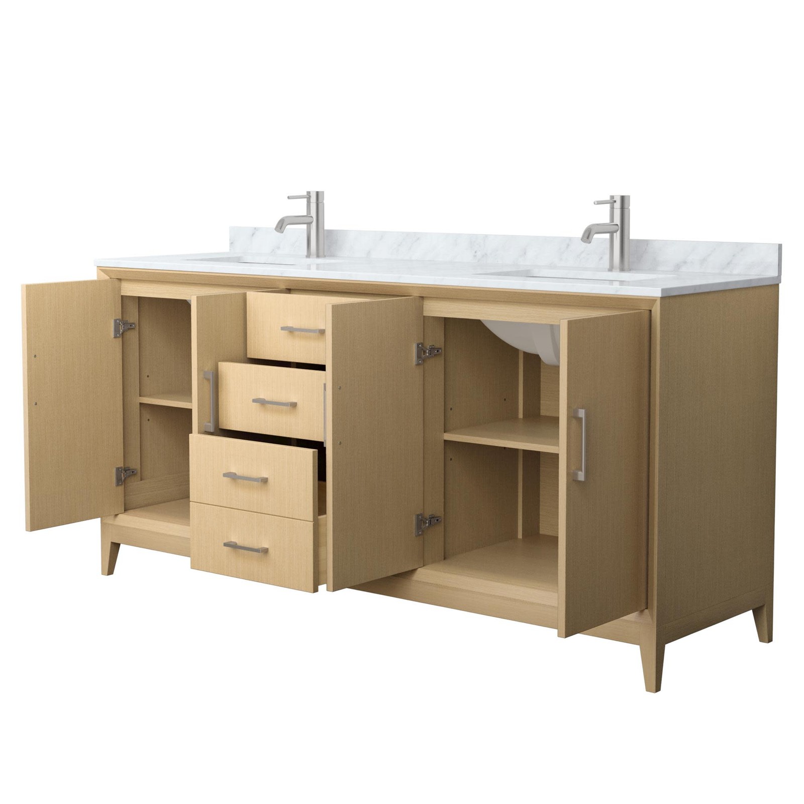 Wyndham Collection WCH7575-72D-CMUNS-MXX Janna 72″ – White Oak / Brushed Nickel