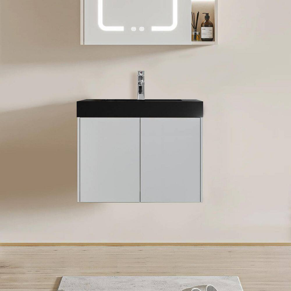 29.9 In. Drop-In Bathroom Sink in Matte Black Quartz Vanity Top