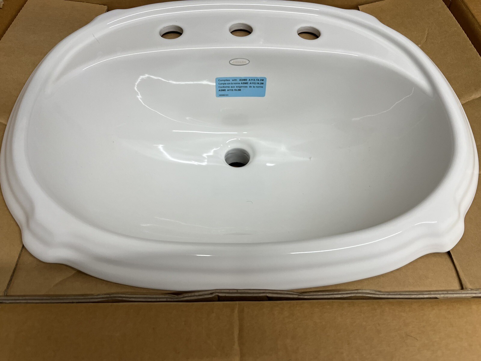 Kohler K-2189-8-0 Portrait Self-Rimming Bathroom Sink, white, NEW