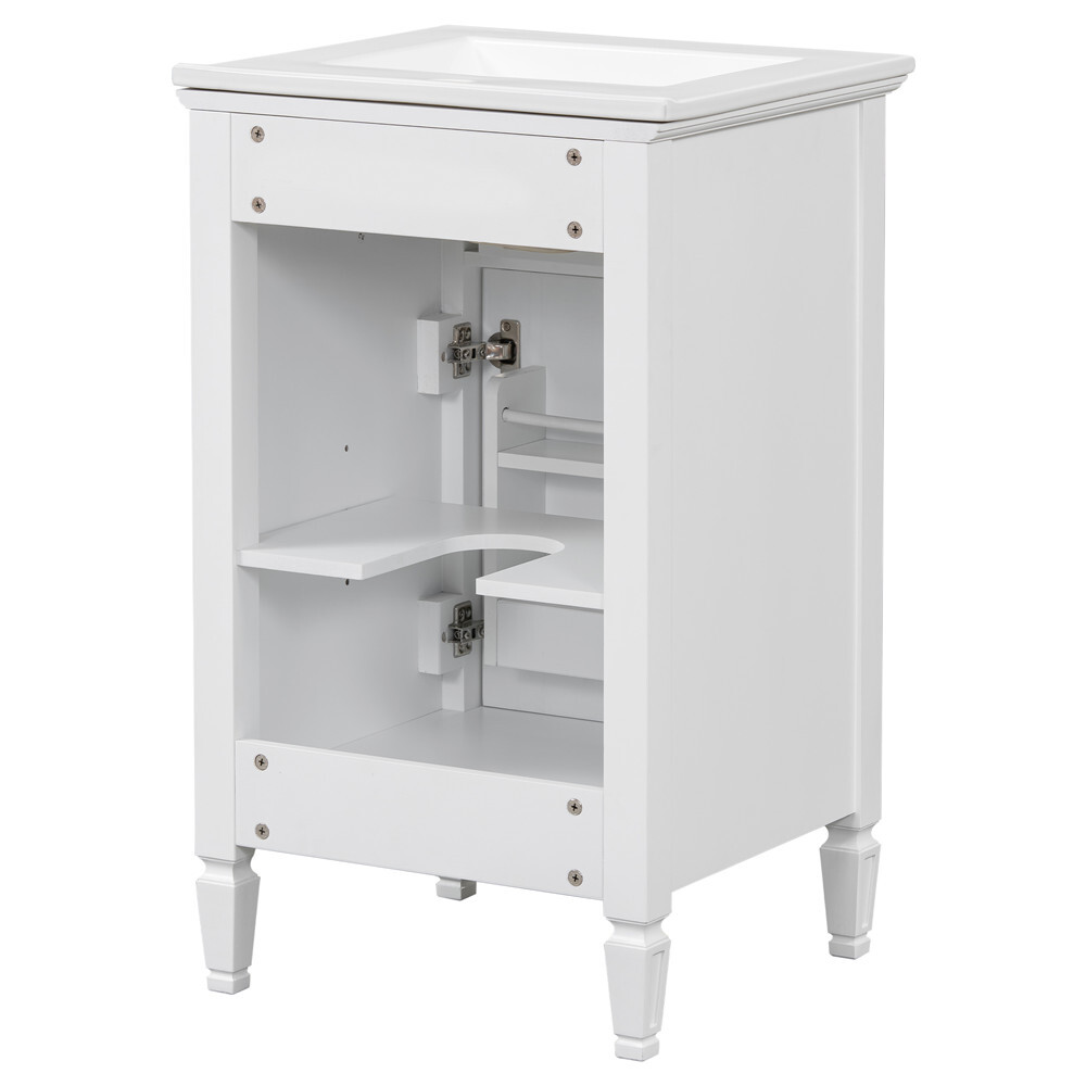20″ Bathroom Vanity w/Sink, Freestanding Vanity Storage Cabinet, Shelves, Drawer