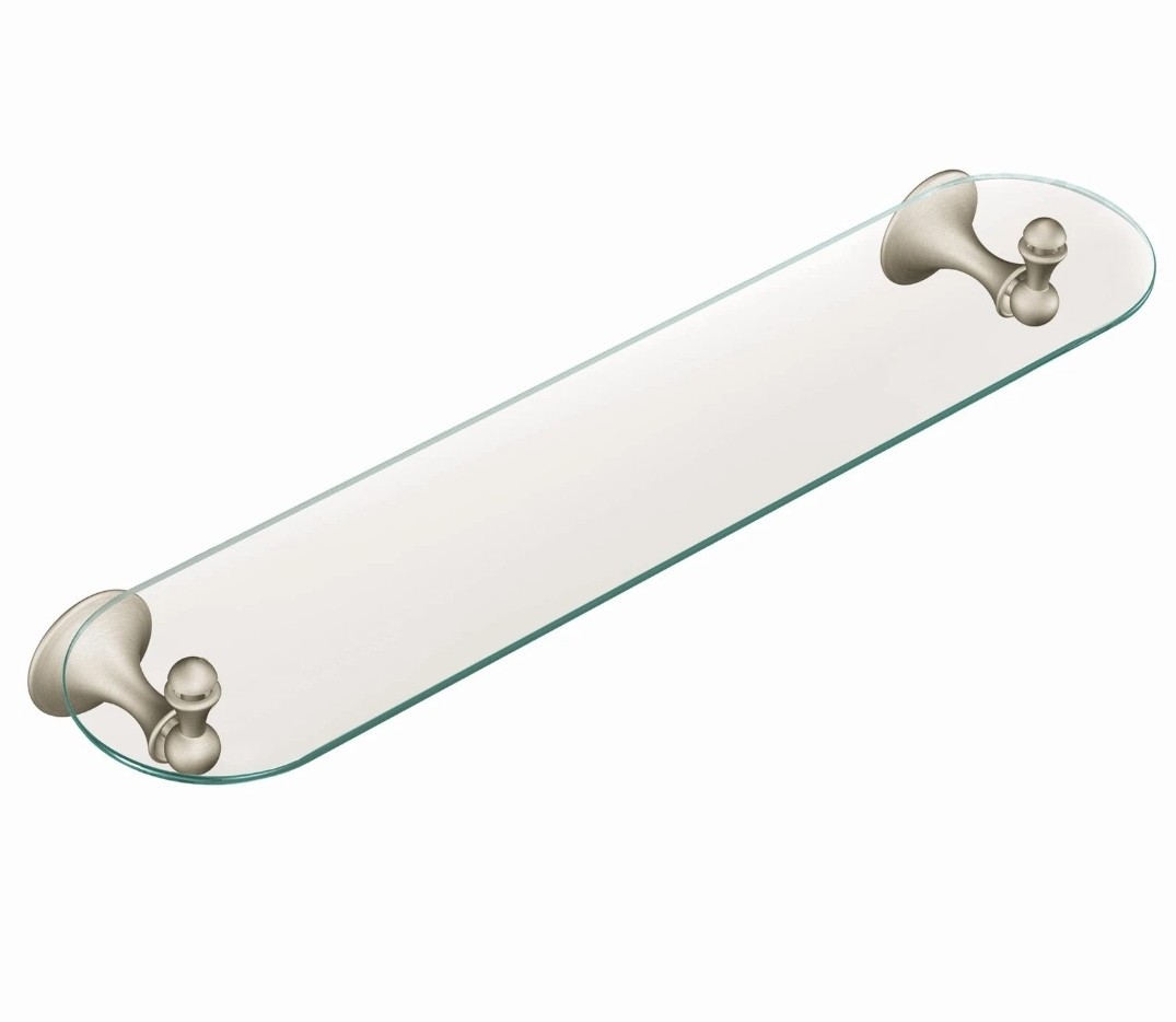 NEW Moen DN7790BN Lounge Glass Bathroom Vanity Shelf Brushed Nickel Wall Mount