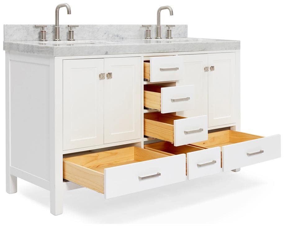 Ariel A060DCW5RVO Cambridge 60″ – Espresso / Italian Carrara Marble Top /