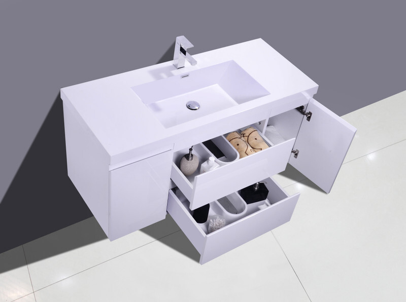 BOHEMIA LINA 48″ SINGLE SINK WALL MOUNTED VANITY WITH REINFORCED ACRYLIC SINK