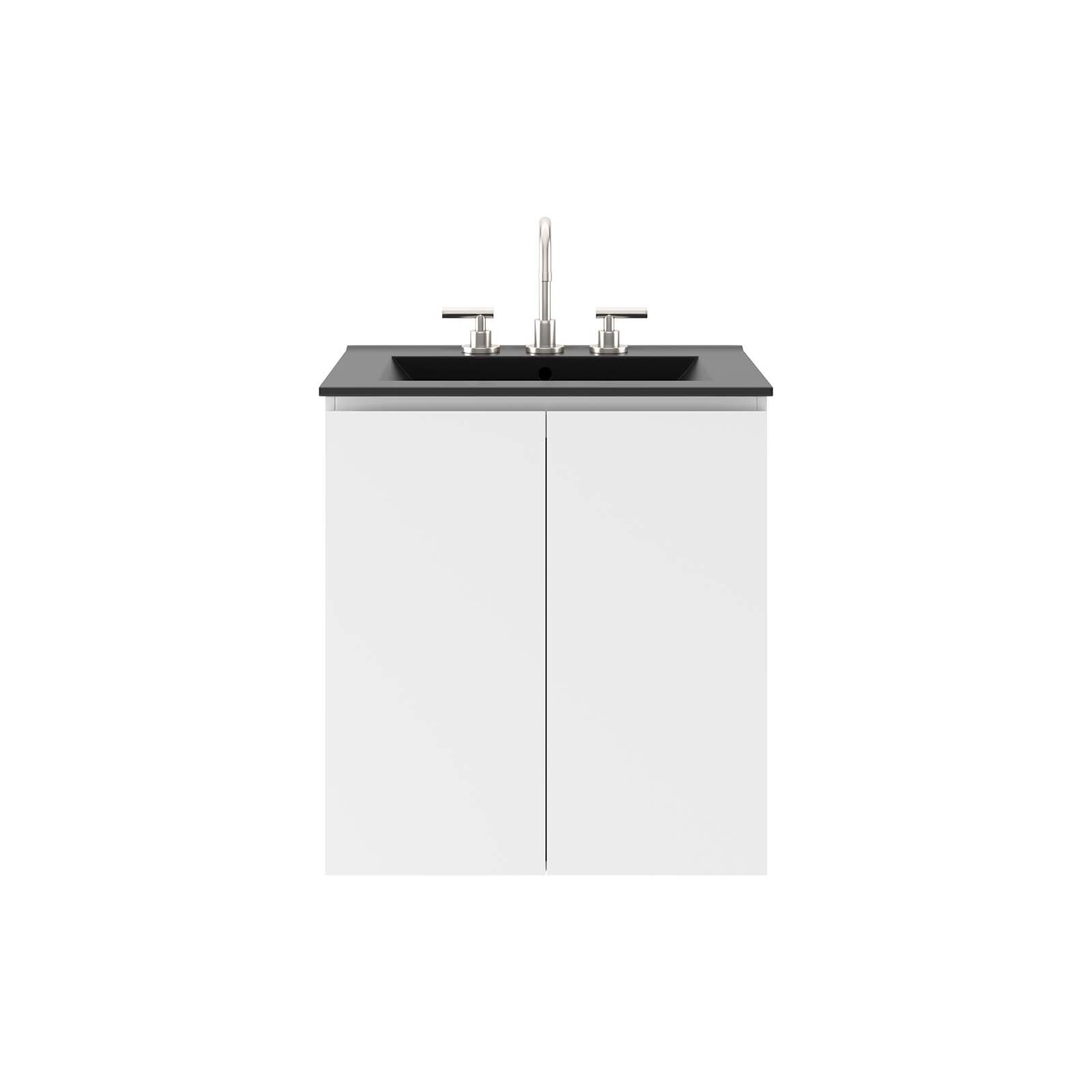 Modway Bryn 24″ Wall-Mount Bathroom Vanity in White Black