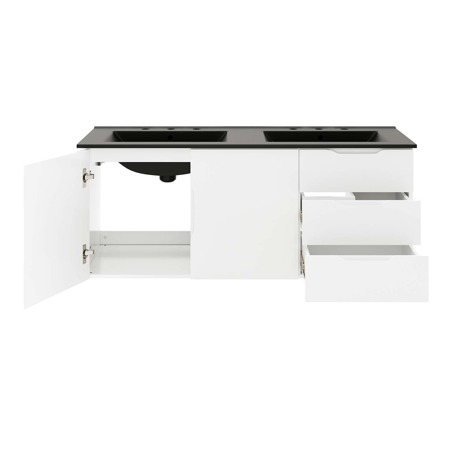 Modway Vitality 48″ Double Sink Bathroom Vanity in White Black