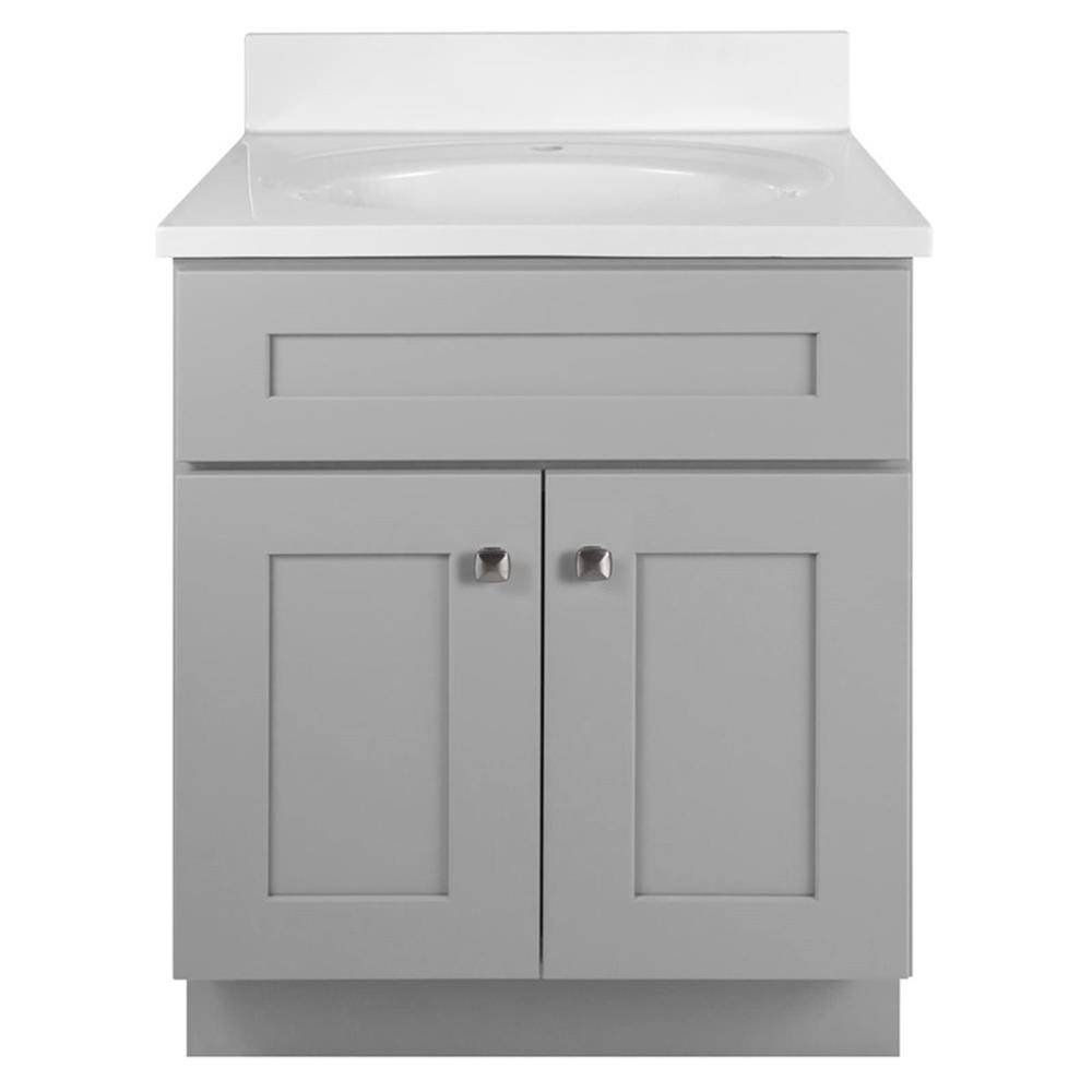 Bowery Hill 25-Inch Marble-Top Bathroom Vanity in Sherwin Williams Gray