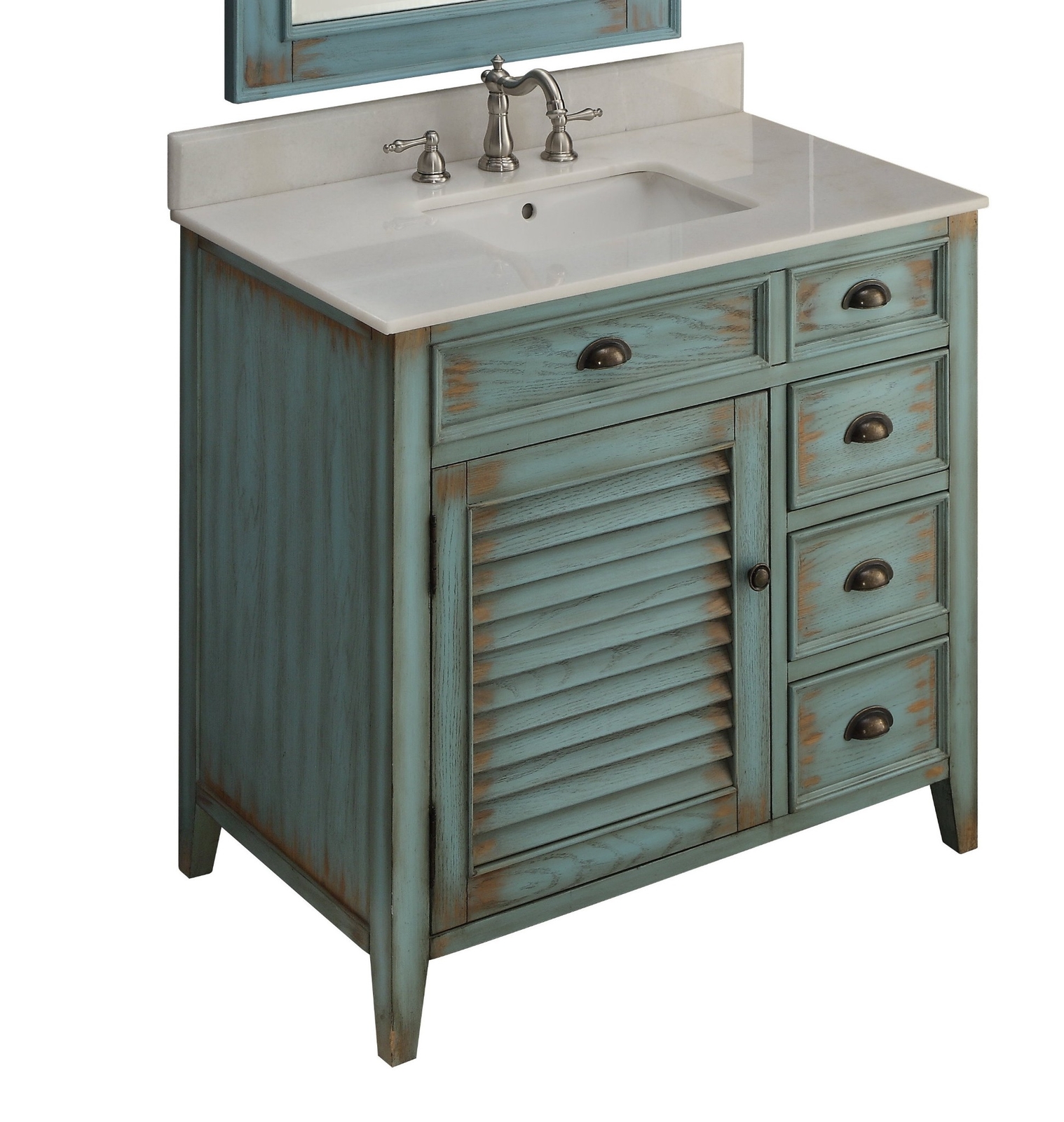 36 inch Distressed Blue Abbeville Bathroom Sink Vanity CF-78887BU