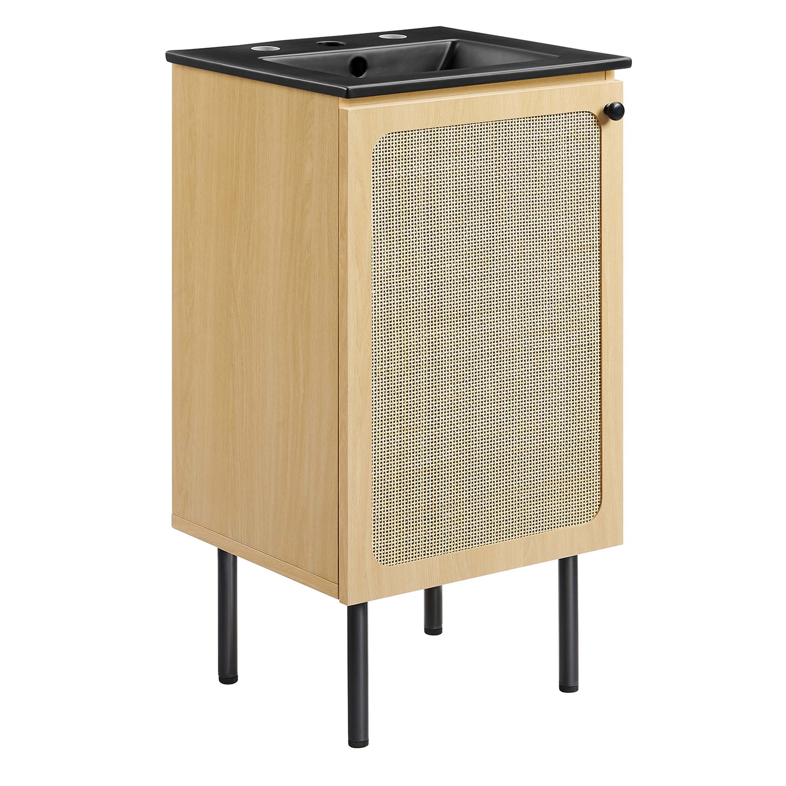 Modway Chaucer 18” Bathroom Vanity in Oak Black With Ceramic Sink Basin