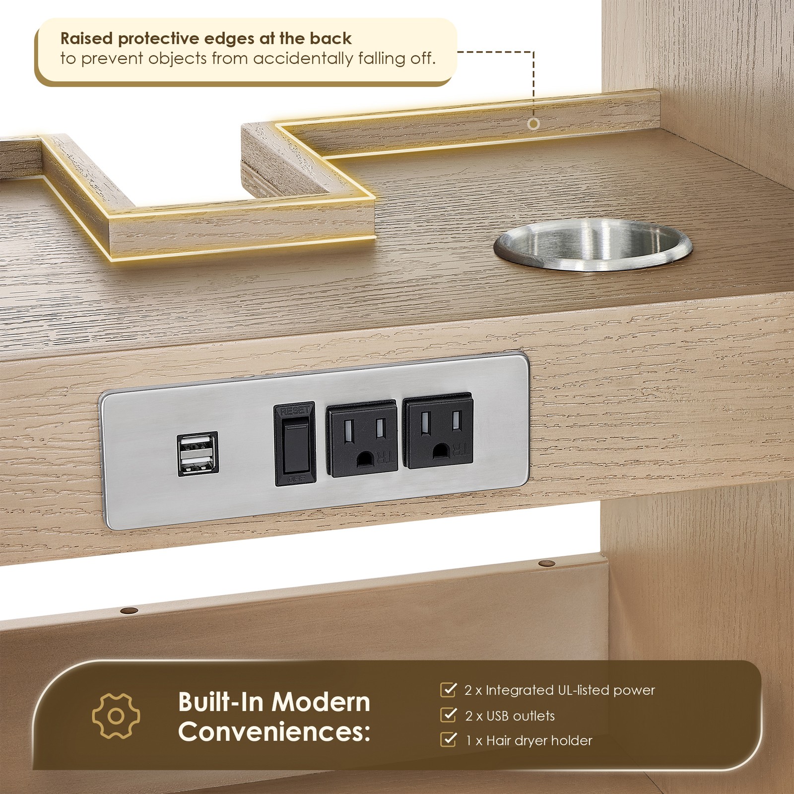 Barnett 72″ Wood Vanity in Natural Oak with White Engineered Stone Top No Mirror