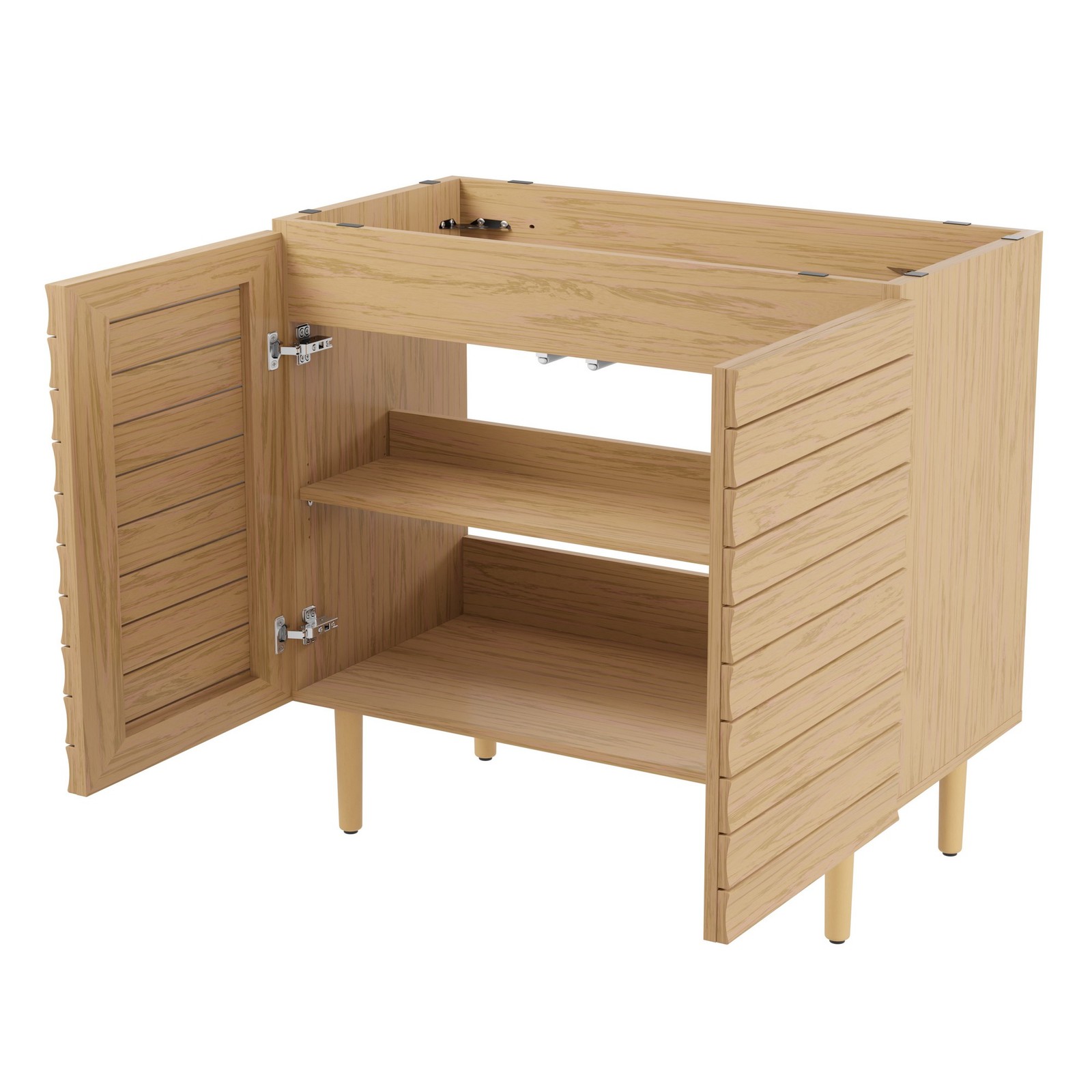 Aubert 36 in. W x 18 in. D x 33 in. H Thick Linear Slat Modern Farmhouse 2-Shelf