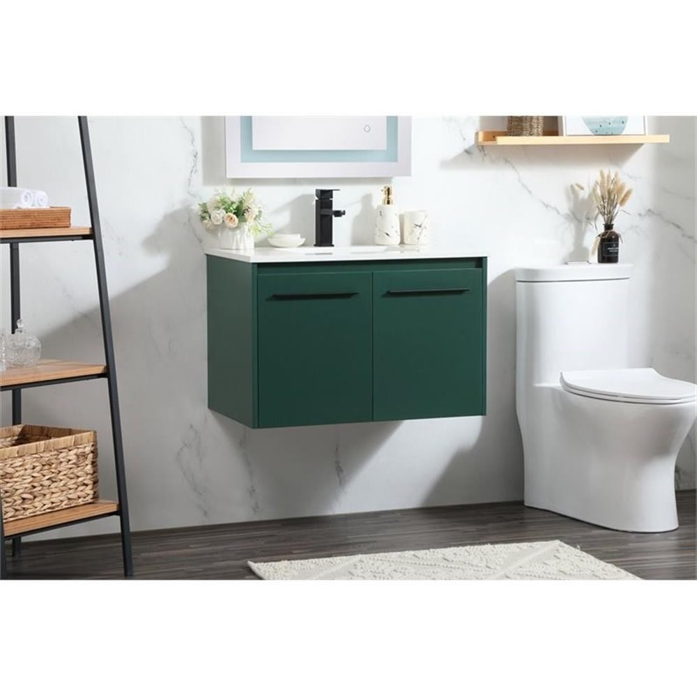 Elegant Decor Penn 30″ Aluminum Alloy MDF Single Bathroom Vanity in Green