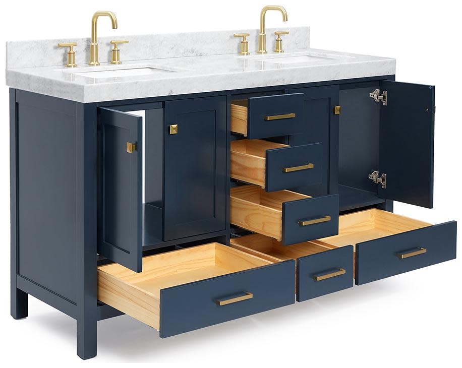 Ariel A060DCW5RVO Cambridge 60″ – Espresso / Italian Carrara Marble Top /