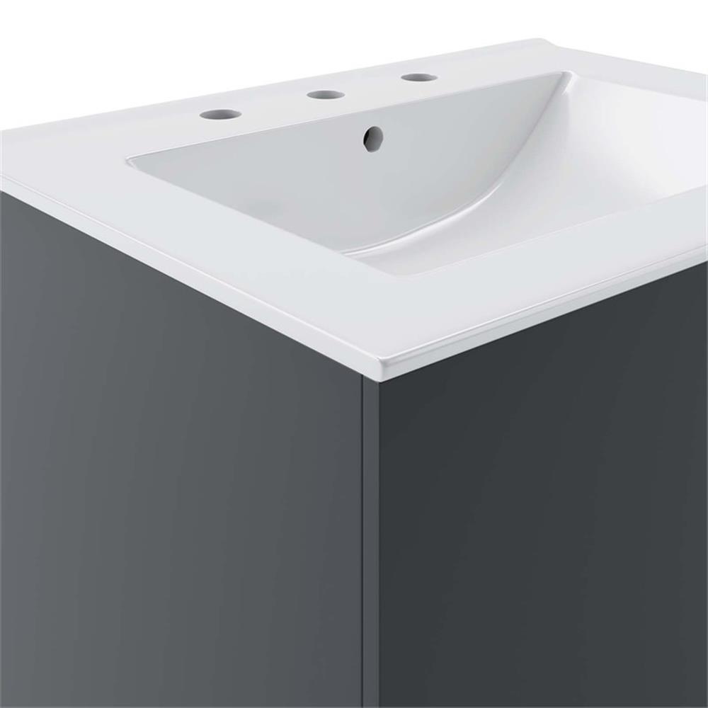 Modway Vitality 23″ Modern Wood/Ceramic Bathroom Vanity in Gray/White