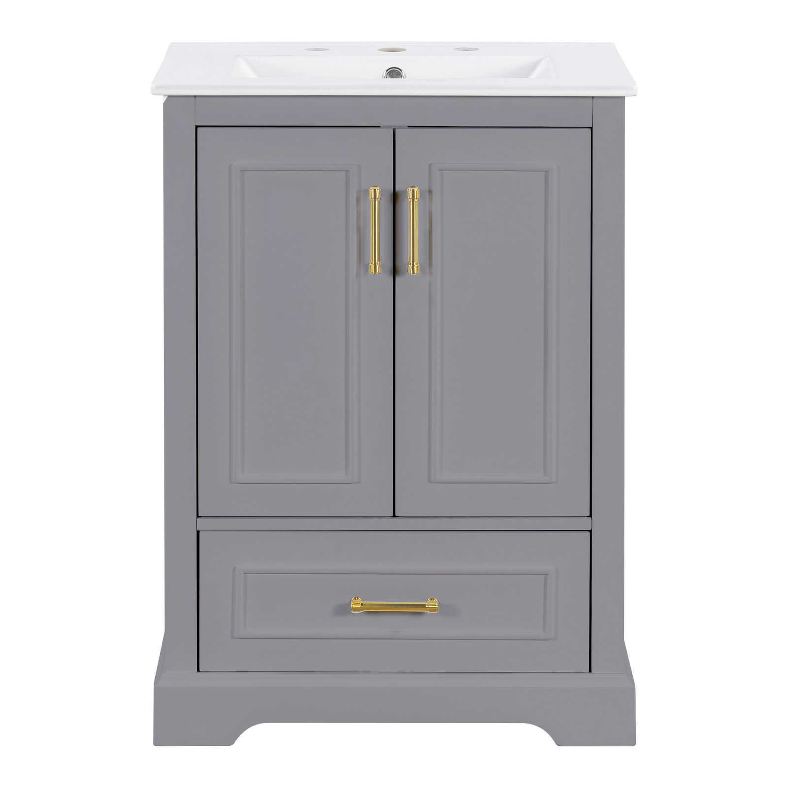 Modern 24″ Bathroom Vanity with Sink, MDF Cabinet & Solid Wood Frame Gray