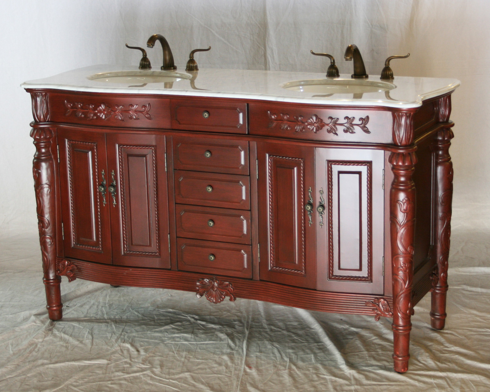 60-Inch Antique Style Double Sink Bathroom Vanity Model 2206-K