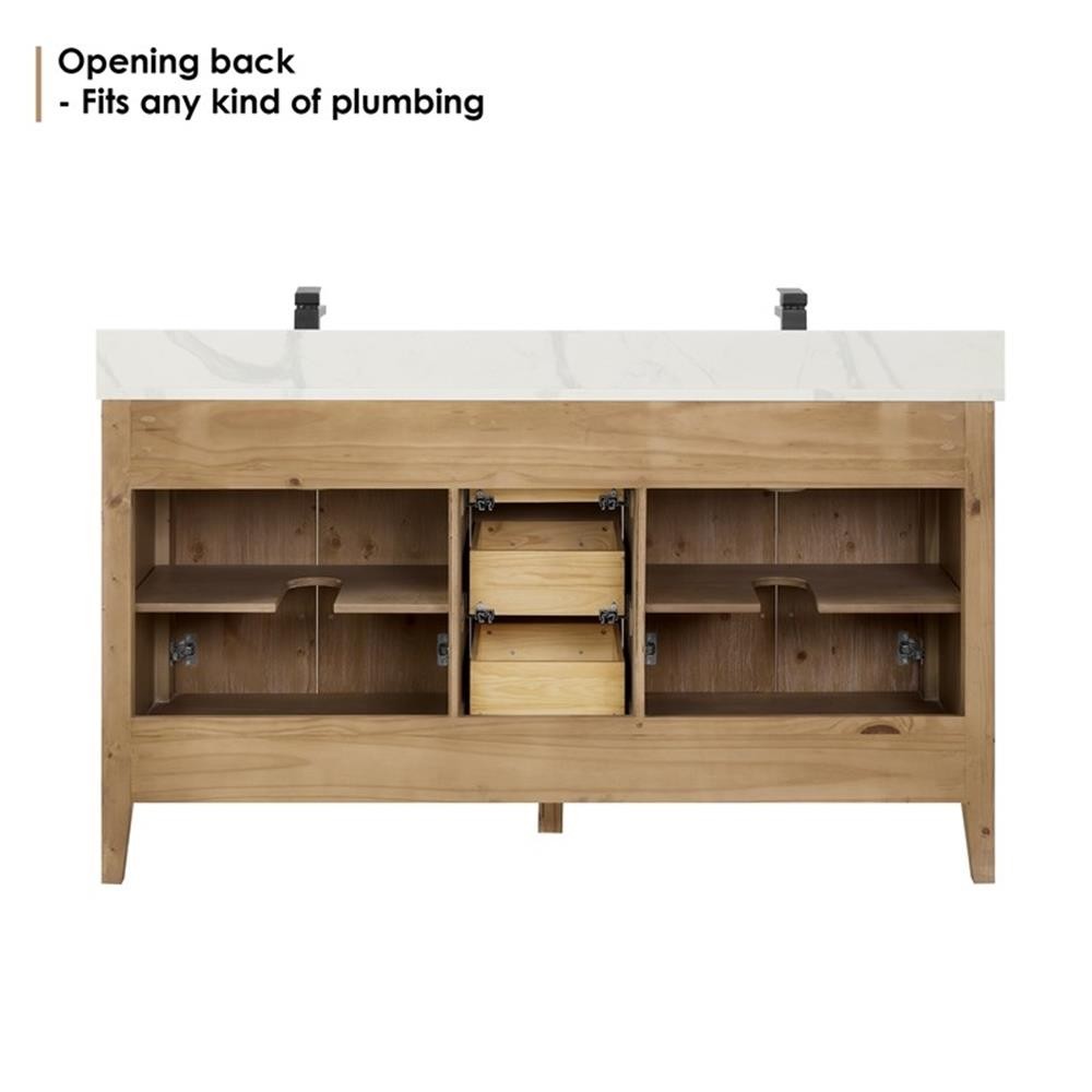 Altair Design Laurel 60″ Wood Vanity without Mirror in Weathered Fir Brown/White