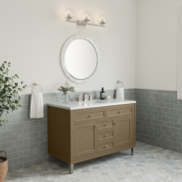 48″ James Martin Chicago 503-V48-WLW-3WZ Vanity Cabinet White Zeus Silestone Top