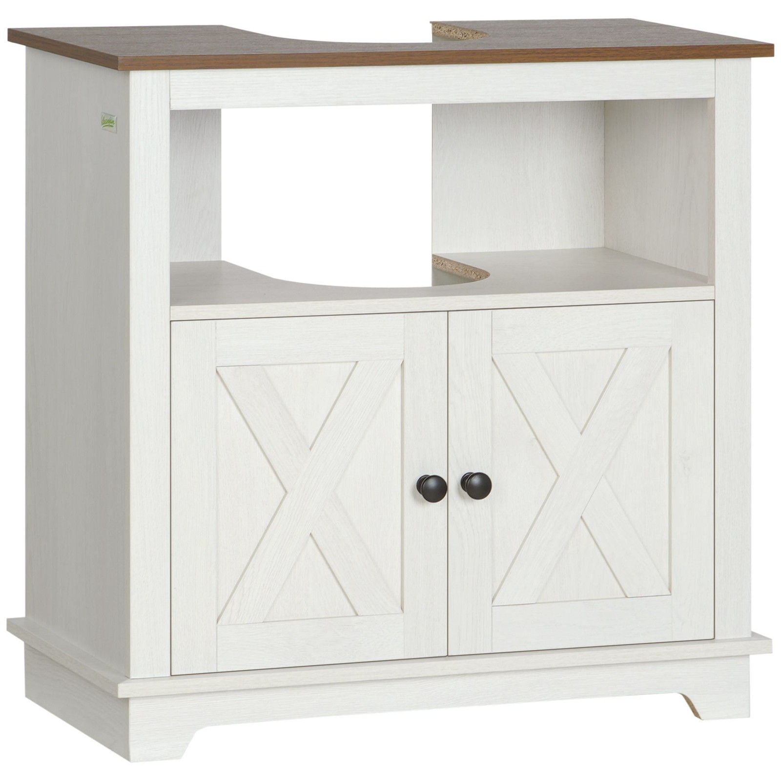 Minimalist Sink Cabinet 23.5in H with Double Door and Shelf Storage White